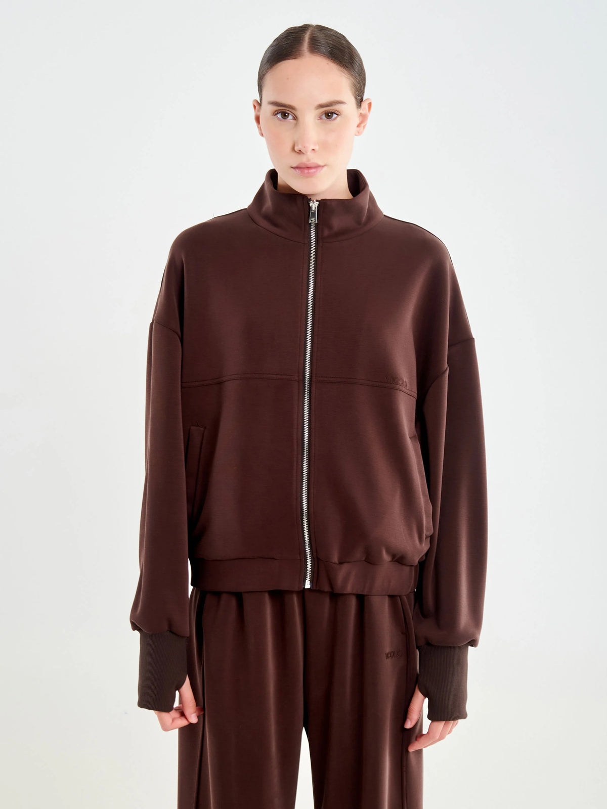 FELPA DONNA CON ZIP E POLSINO CON ASOLA BORDEAUX VICOLO RAC0010 BORDEAUX VICOLO