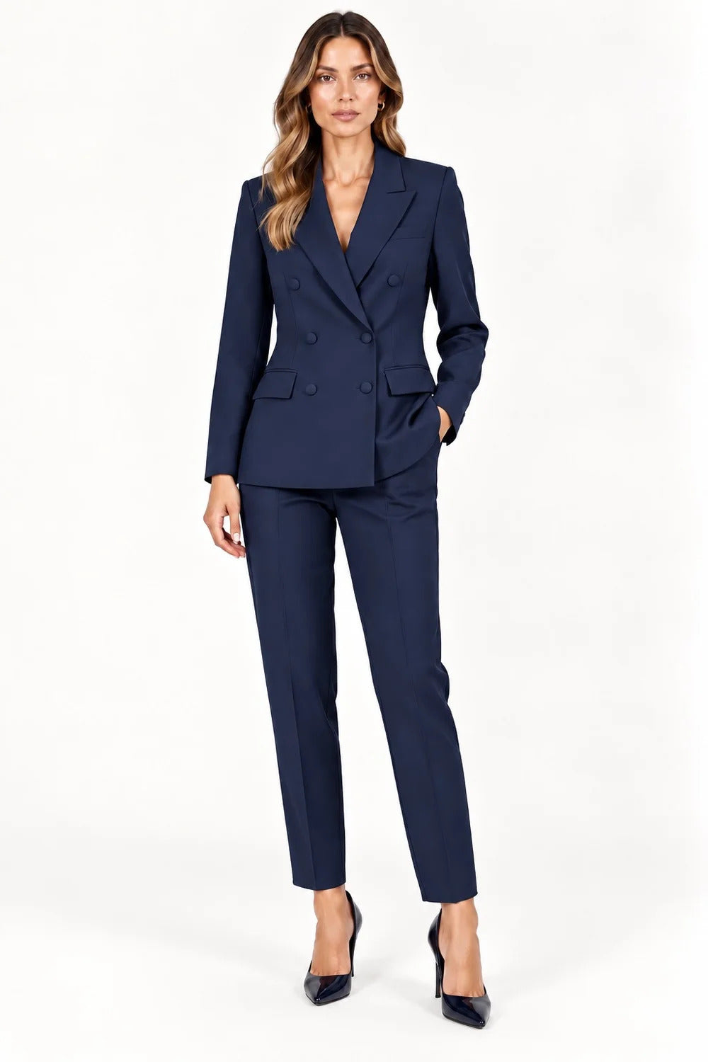 PANTALONE DONNA A SIGARETTA IN PUNTO MILANO BLU VICOLO TAC0469 BLU VICOLO