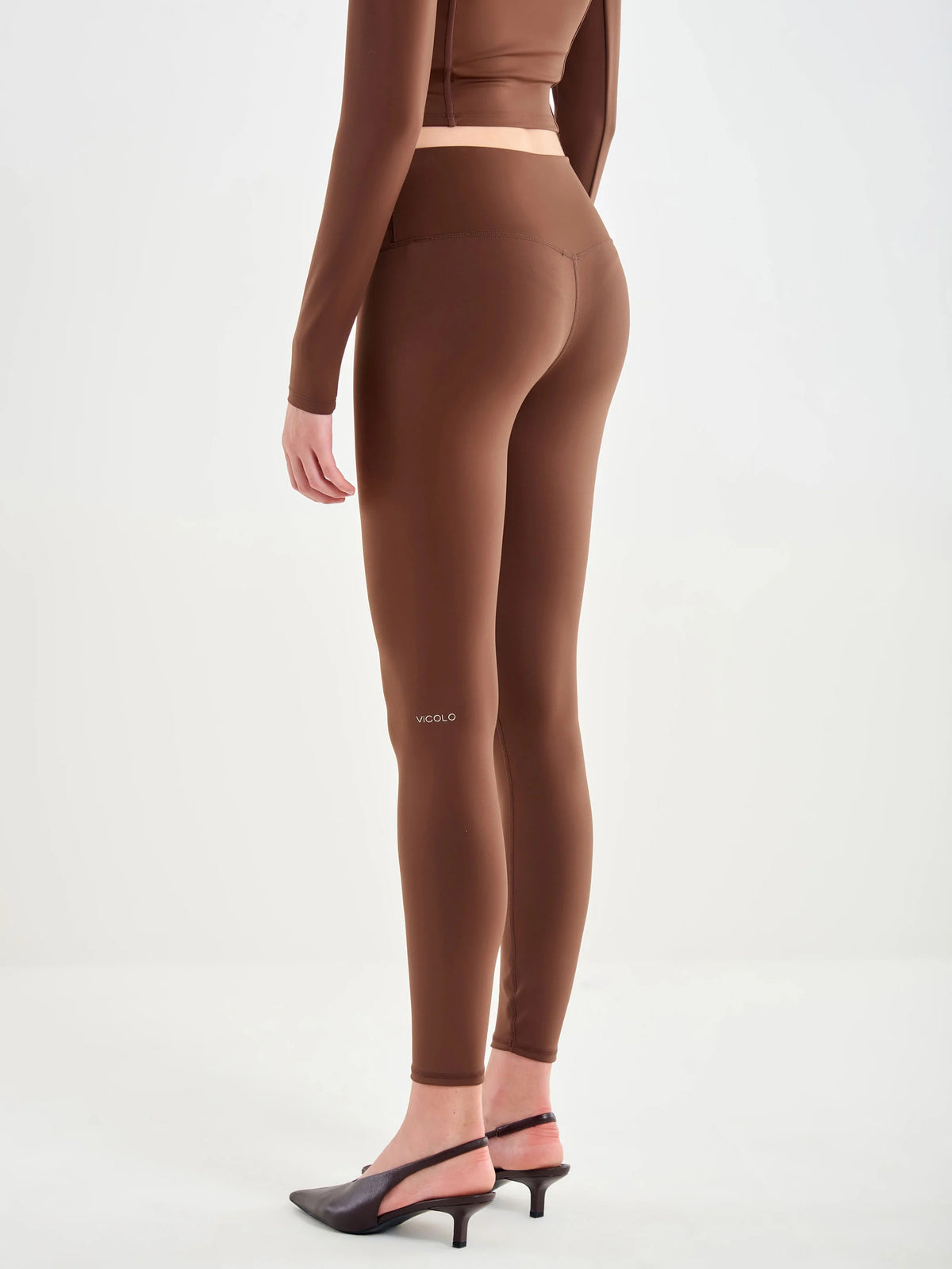 LEGGINGS DONNA VITA ALTA IN TESSUTO TECNICO TABACCO VICOLO UAC0012 TABACCO VICOLO