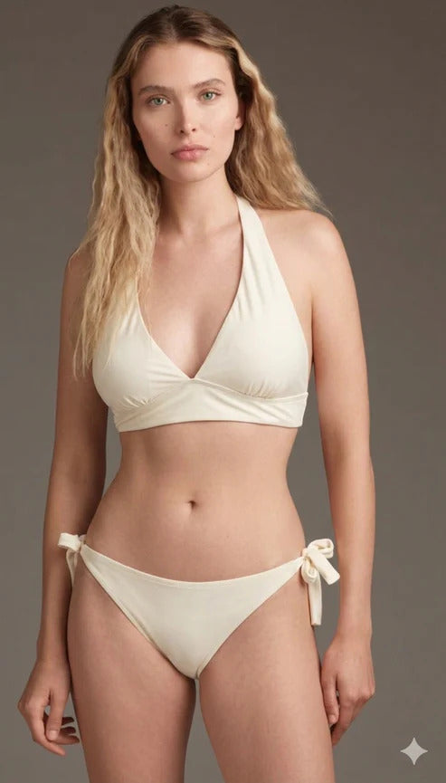bikini donna traingolo ampio e slip annodato ai lati avorio cotazur BKC61105 AVORIO COTAZUR