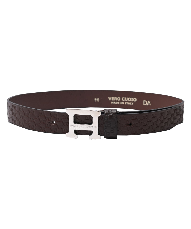 cintura bambino in pelle logata mattone daniele alessandrini AB00549 BROWN DANIELE ALESSANDRINI