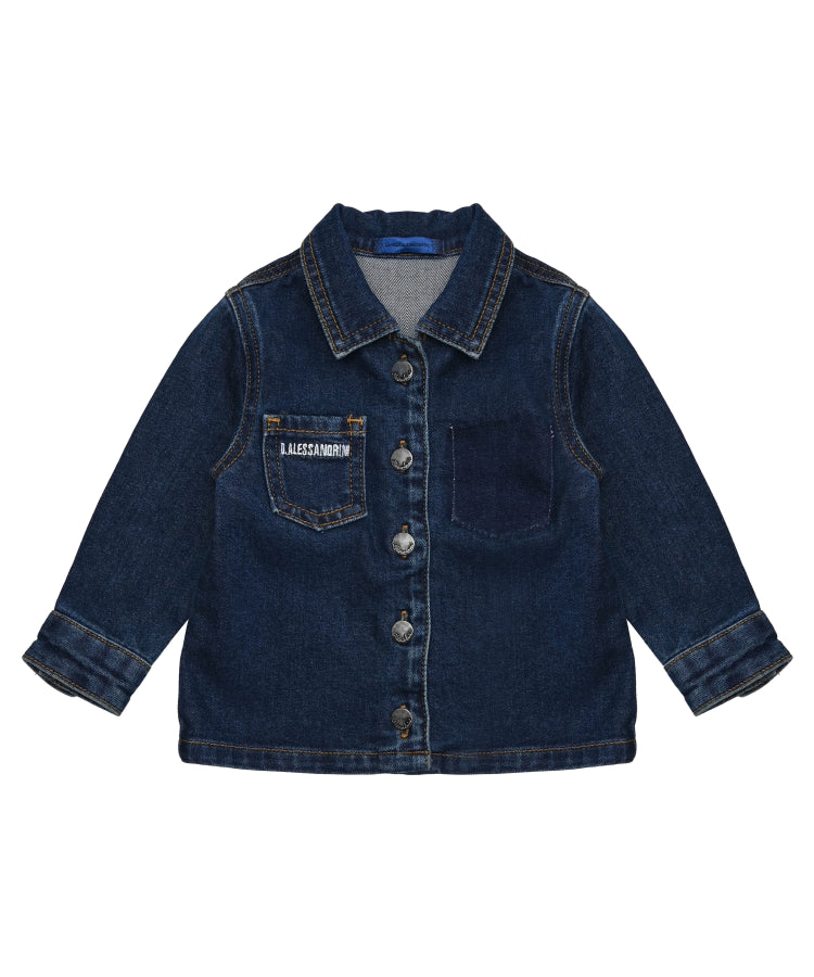 CAMICIA NEONATO IN DENIM DANIELE ALESSANDRINI CD00389 DARK BLU DANIELE ALESSANDRINI