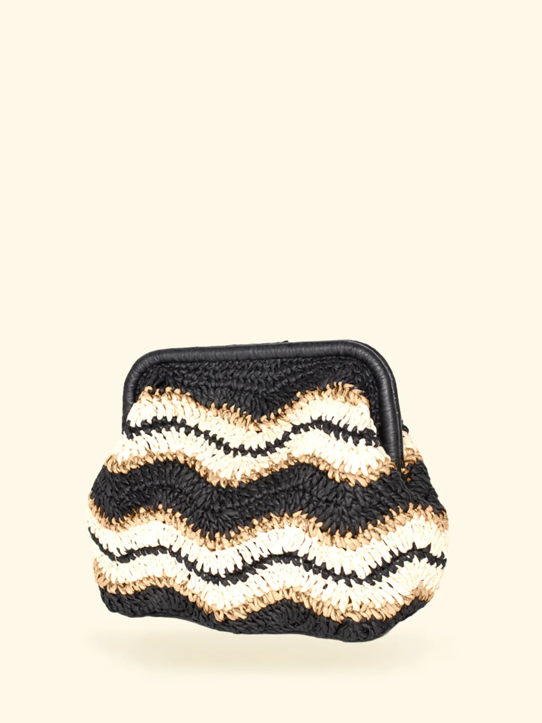 CLUTCH BAG DONNA IN PAGLIA NERA E BEIGE F**K FA26-SW0065BK NERO F**K