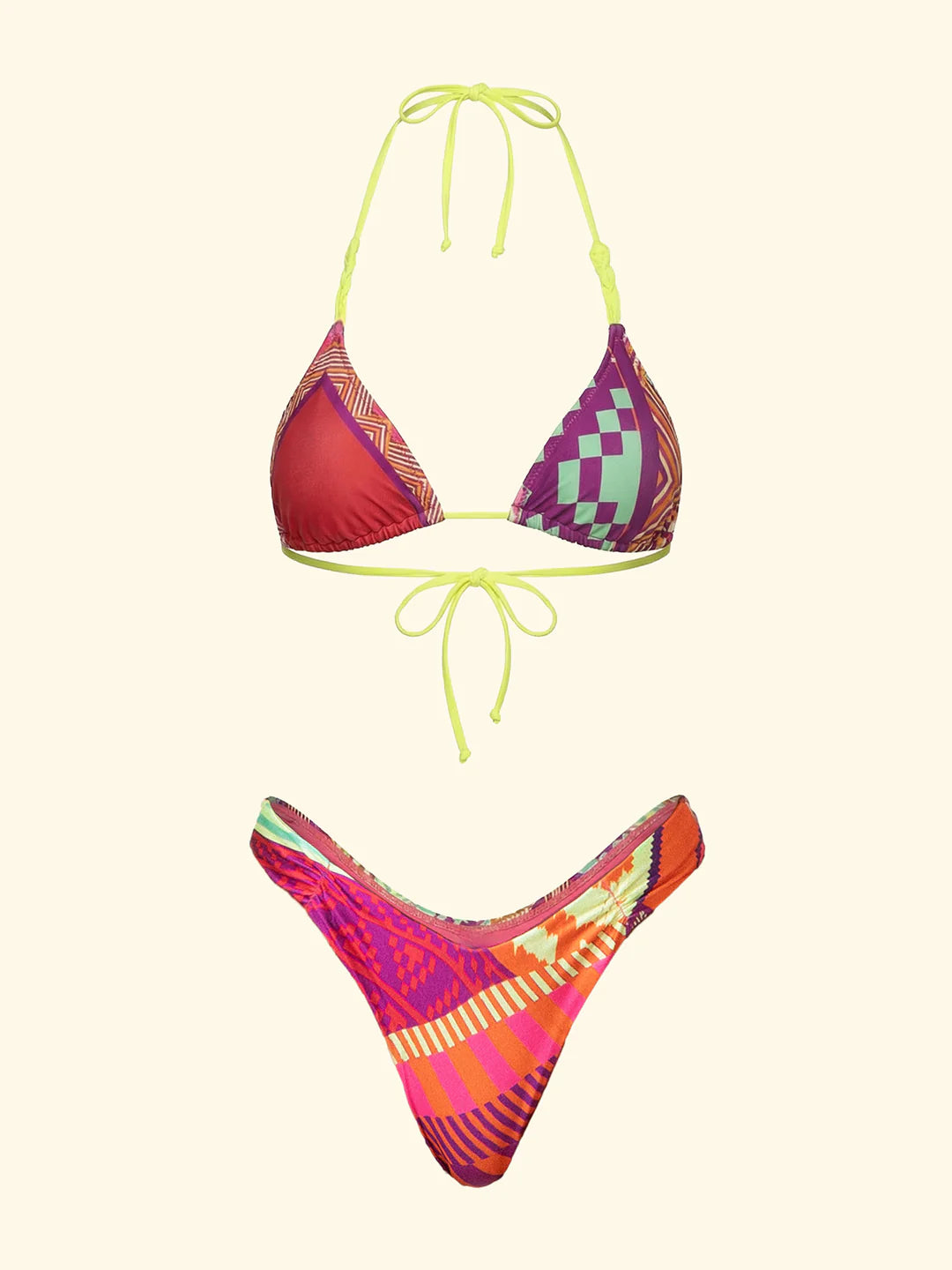 BIKINI DONNA TRIANGOLO CON SLIP AMERICANO FISSO FANTASIA F**K FK26-SW0270X13 UNICO F**K