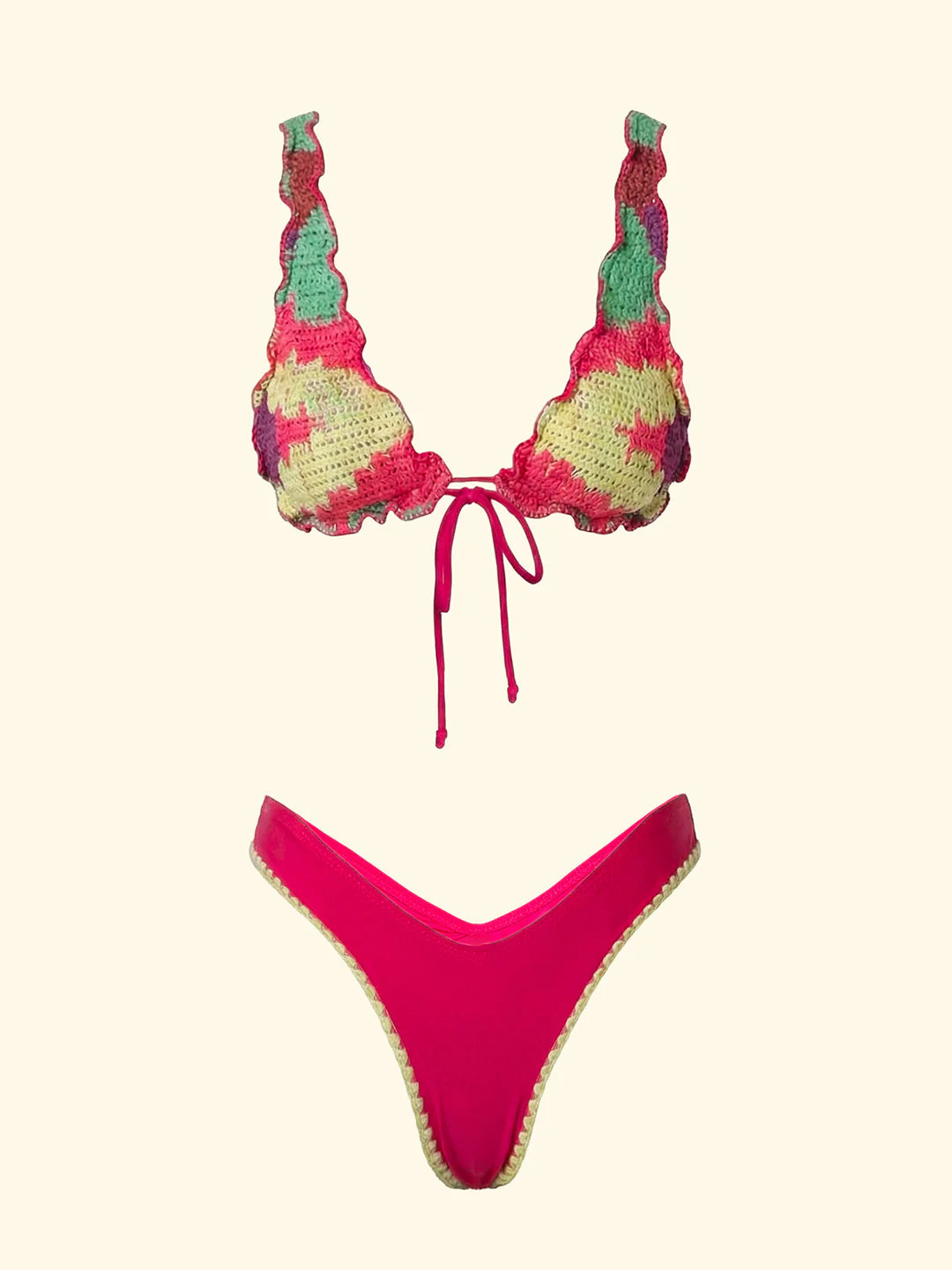 bikini donna triangolo alto con slip americano fisso fantasia f**k FK26-SW0291X13 UNICO F**K