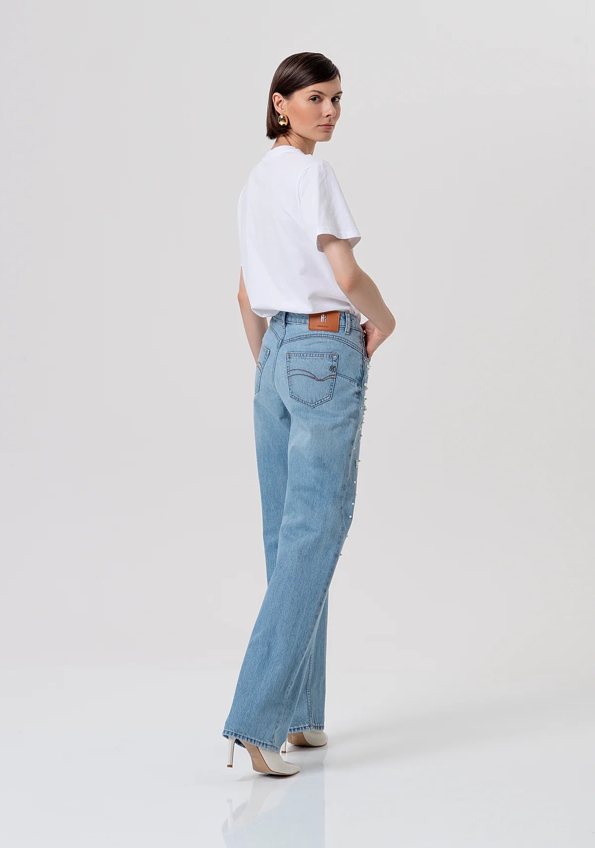 jeans donna con perle applicate denim fracomina FR26SV8050D47103 DENIM FRACOMINA