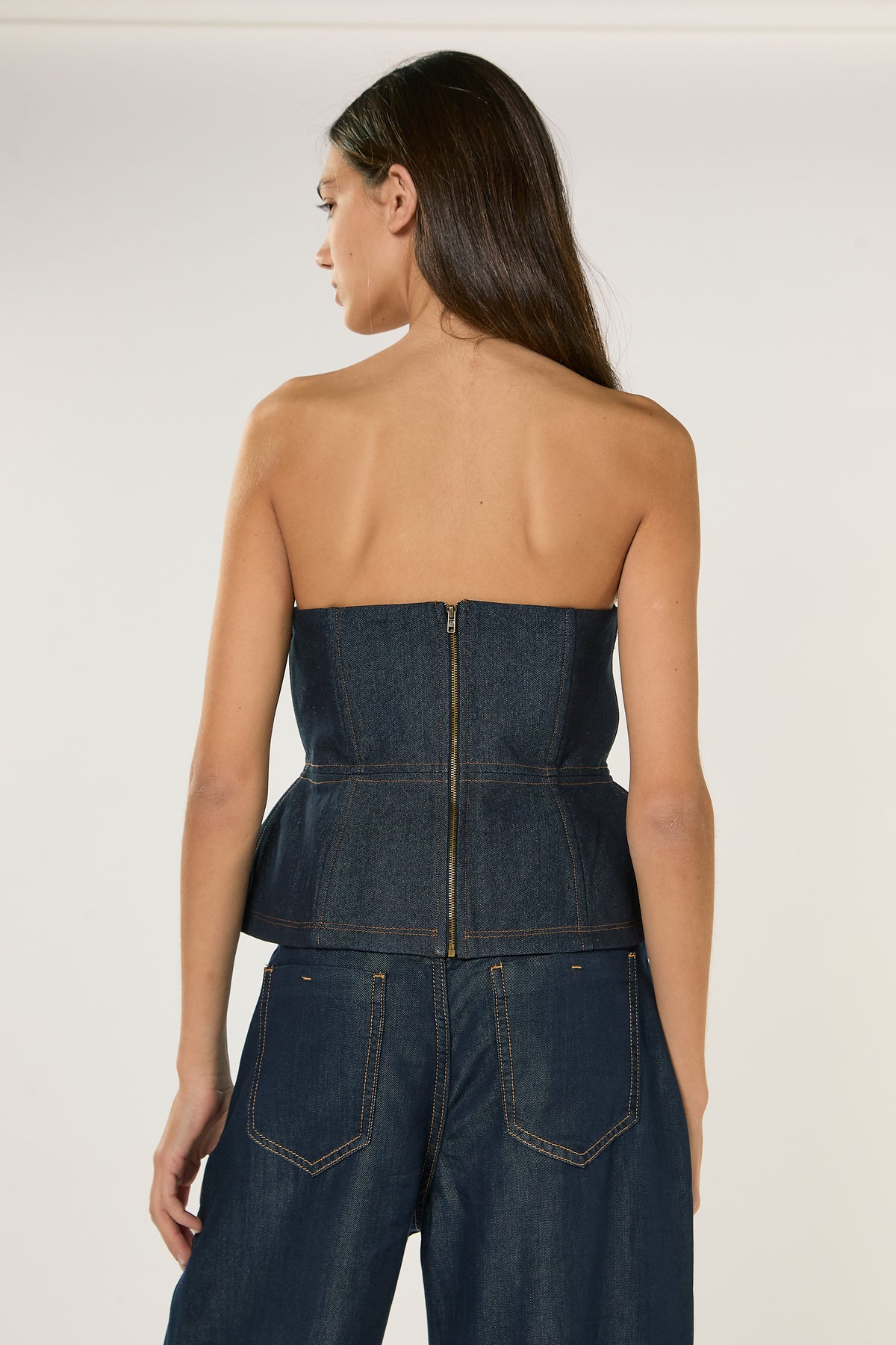 TOP DONNA A CUORE CON ZIP IN DENIM GLAMOROUS AN5536 NERO GLAMOROUS