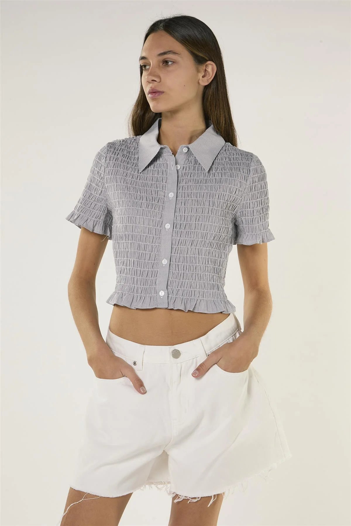 SHORTS DONNA SFRANGIATO IN DENIM BIANCO GLAMOROUS AN5567 BIANCO GLAMOROUS
