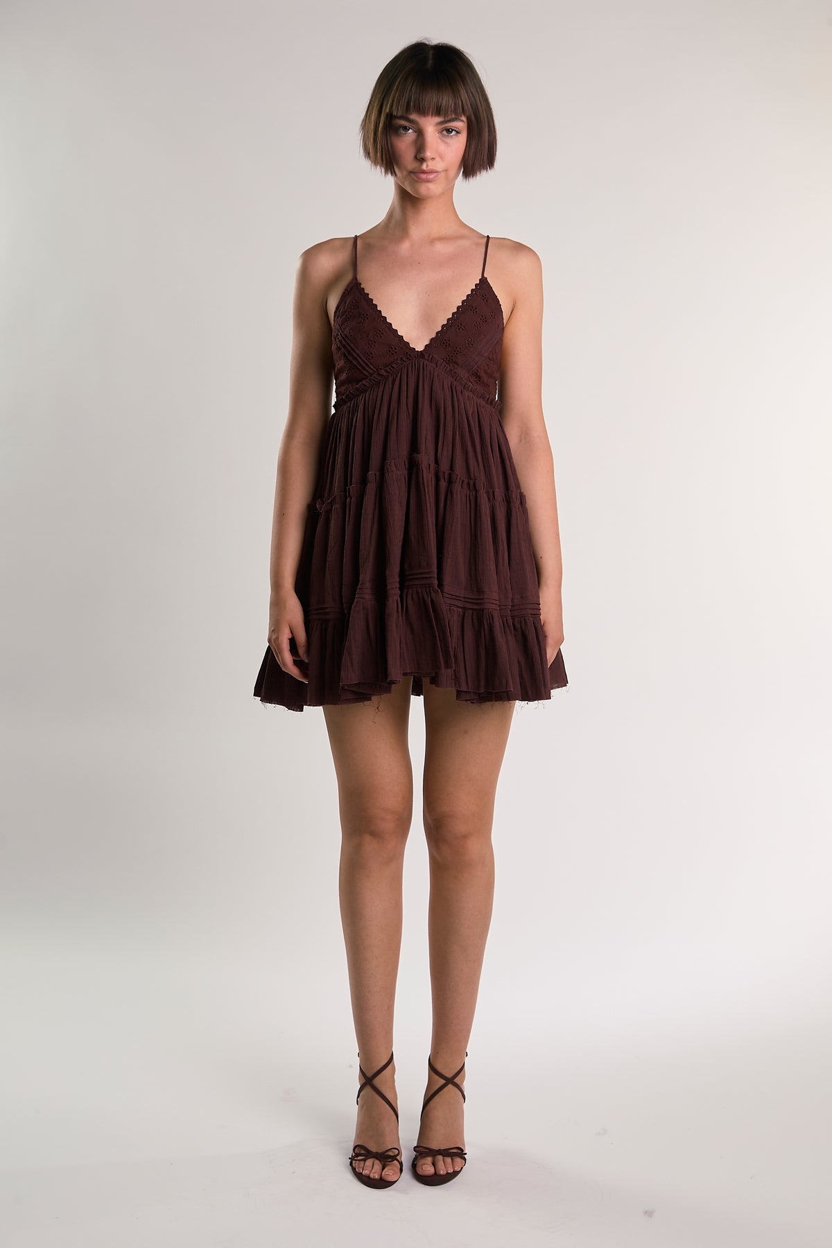 ABITO DONNA MINI SBAMBOLATO CON BALZA BURGUNDY GLAMOROUS IN1771 DEEP BURGUNDY GLAMOROUS