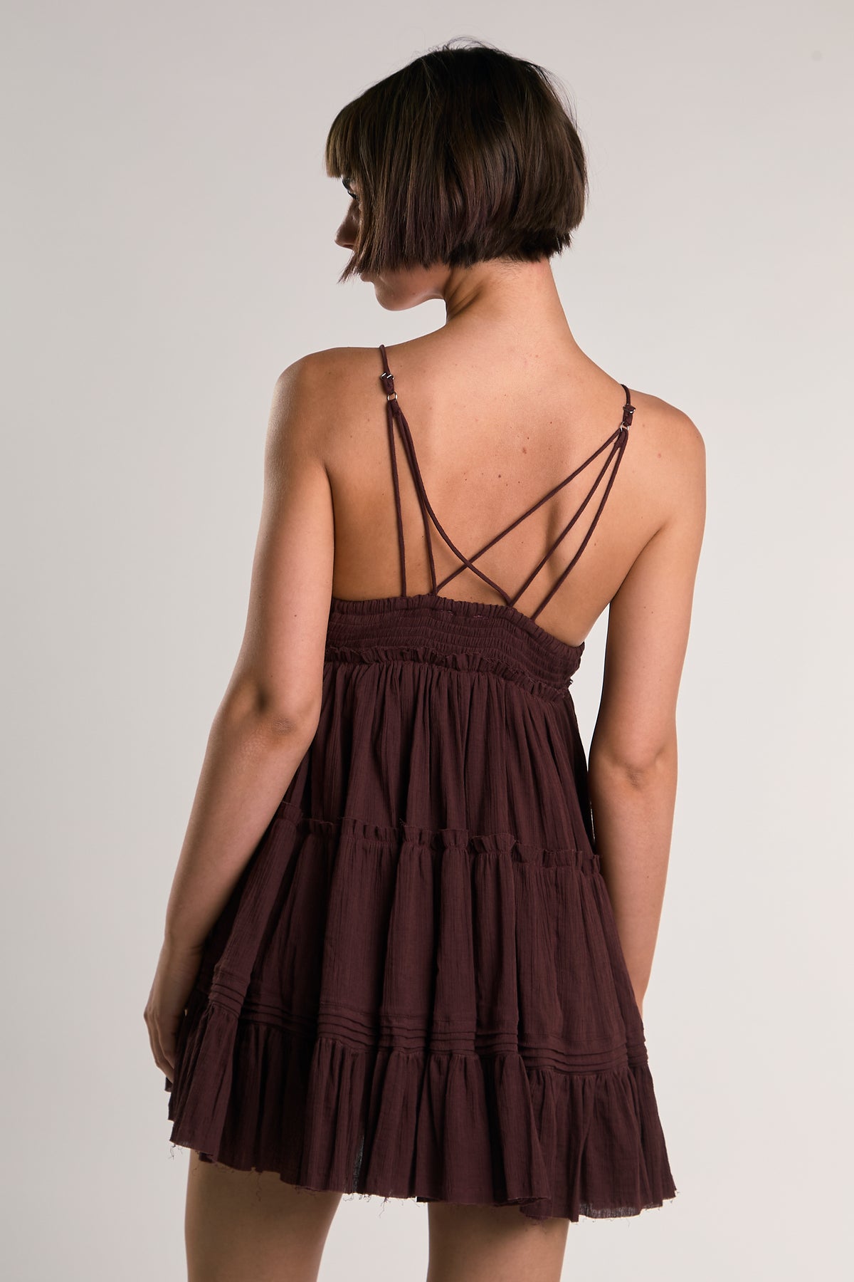 ABITO DONNA MINI SBAMBOLATO CON BALZA BURGUNDY GLAMOROUS IN1771 DEEP BURGUNDY GLAMOROUS