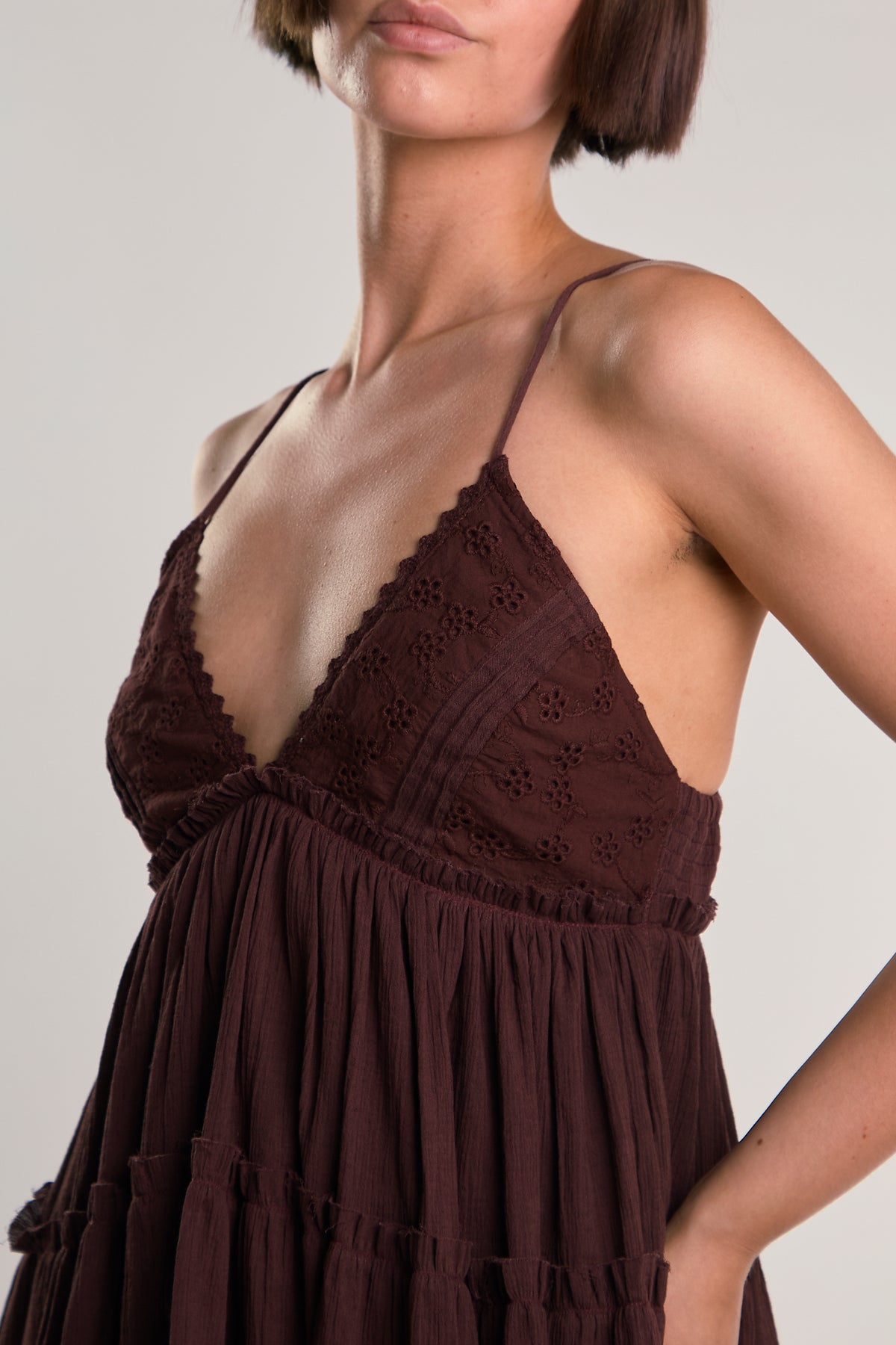 ABITO DONNA MINI SBAMBOLATO CON BALZA BURGUNDY GLAMOROUS IN1771 DEEP BURGUNDY GLAMOROUS