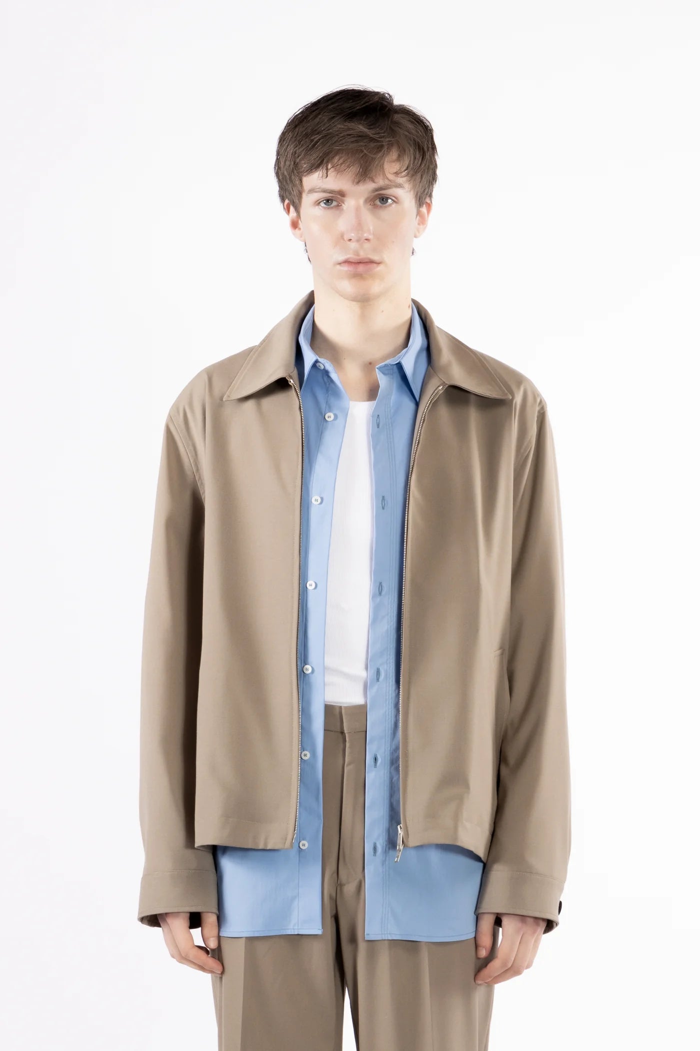 giubbino uomo con zip e colletto camicia taupe i'm Brian GIU3669 TAUPE I'M BRIAN