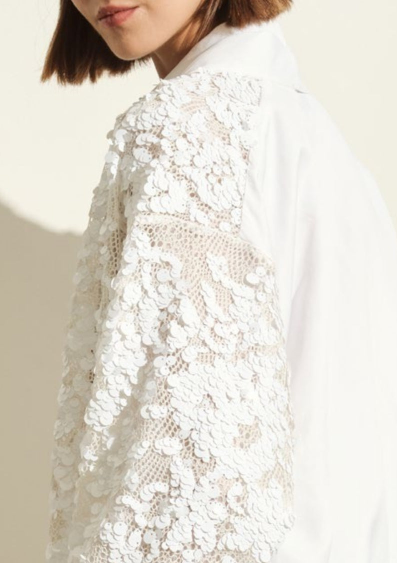 GIACCA DONNA CARDIGAN IN PAILETTES BIANCO JIJIL GI144 BIANCO JIJIL