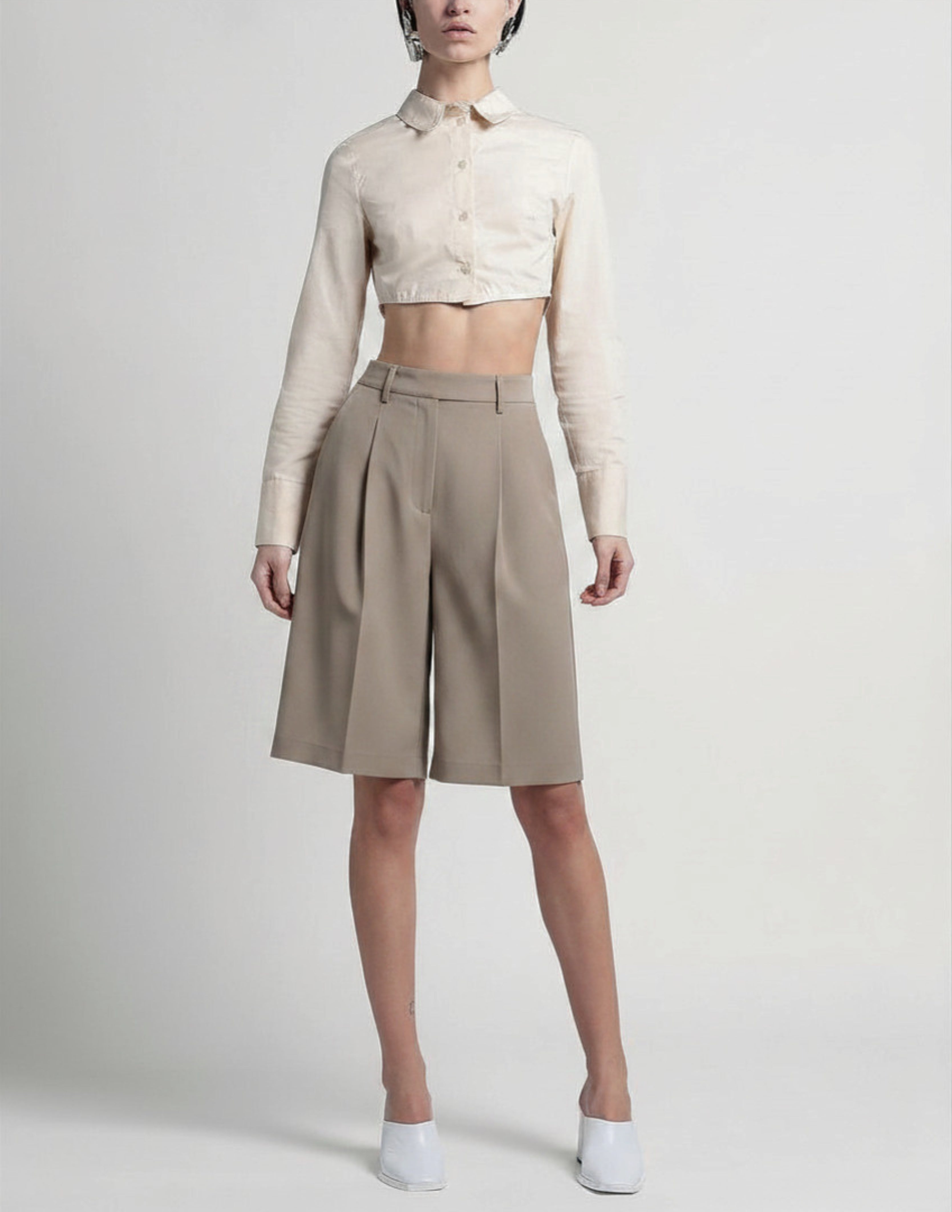 bermuda donna over al ginocchio con pence taupe marsem SD017 FANGO MARSEM