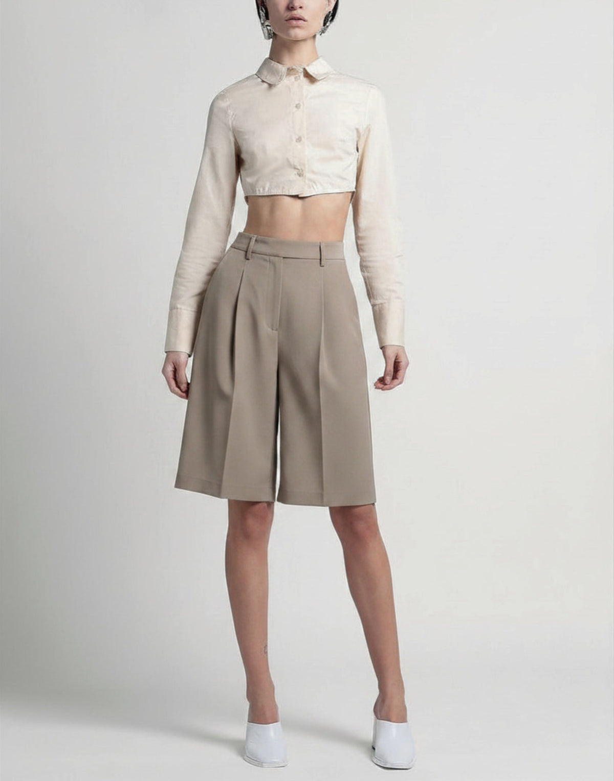bermuda donna over al ginocchio con pence taupe marsem SD017 FANGO MARSEM