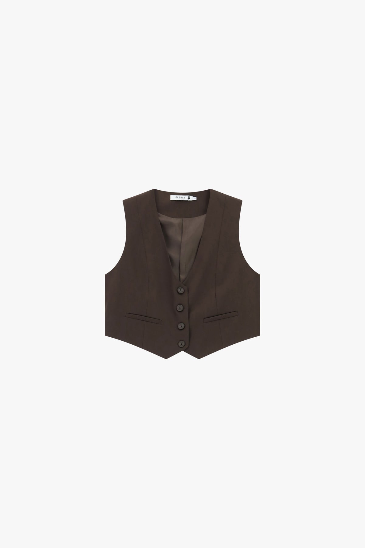 gilet donna cropped con bottoni e tasche frontali moro please L975FF07P MORO PLEASE