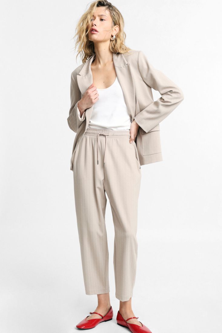 PANTALONE DONNA CON ELASTICO IN VITA A RIGHE GESSO PLEASE P3K1DZQ000 GESSO PLEASE