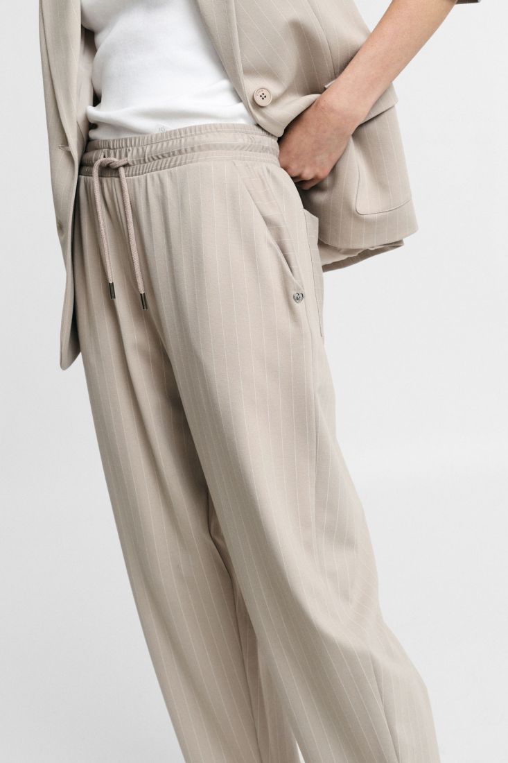 PANTALONE DONNA CON ELASTICO IN VITA A RIGHE GESSO PLEASE P3K1DZQ000 GESSO PLEASE
