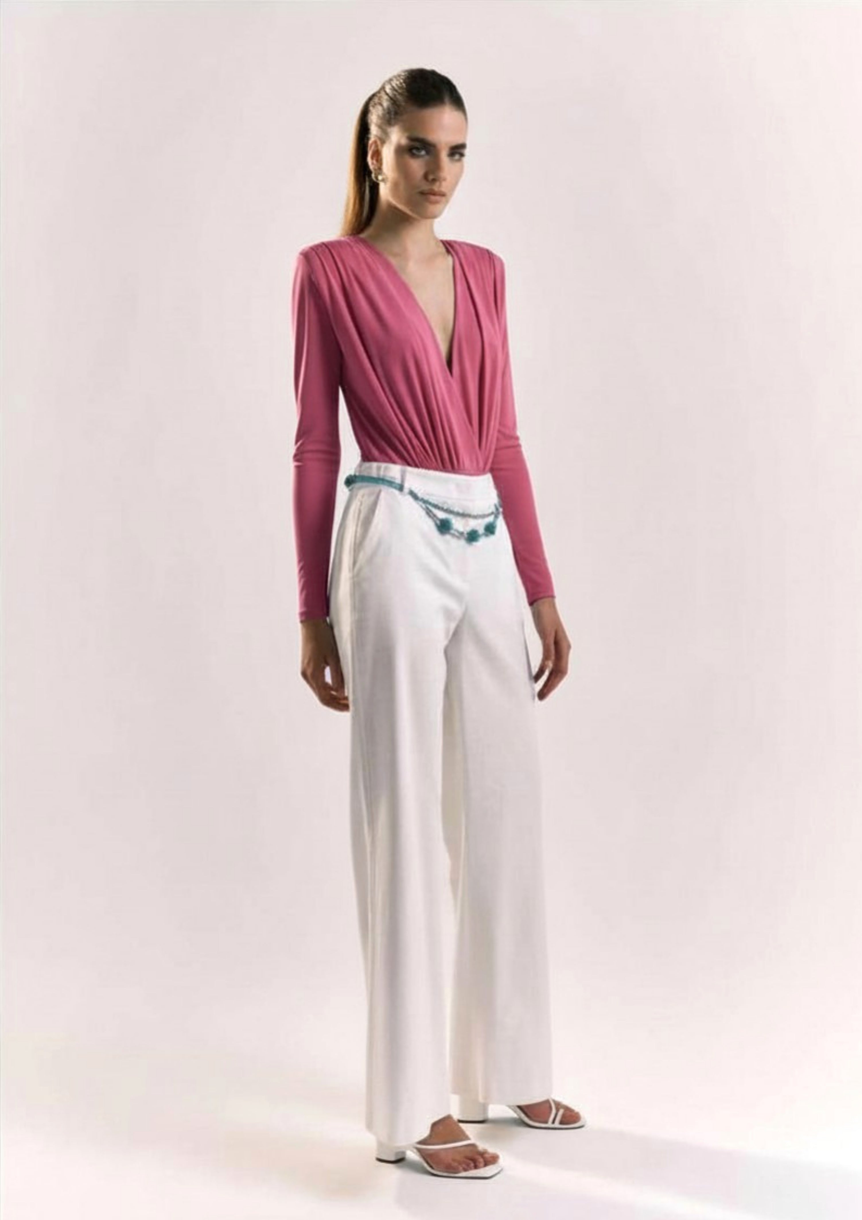 BODY DONNA MANICHE LUNGHE SPALLINA STRUTTURATA PEONIA SHIKI<BR/> SK26054-EL FUCSIA SHIKI