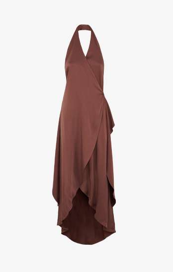 ABITO DONNA MIDI ASIMETTRICO CON NODO CIOCCOLATO SHIKI SK26077 CIOCCOLATO SHIKI