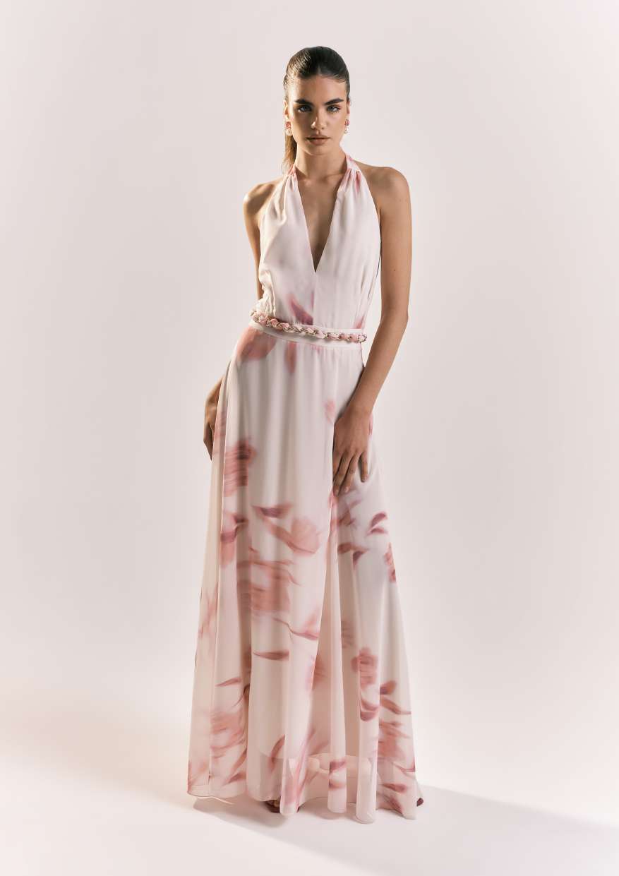 ABTO DONNA LUNGO CON FASCIA IN VITA A FANTASIA ROSA SHIKI SK26119 UNICO SHIKI