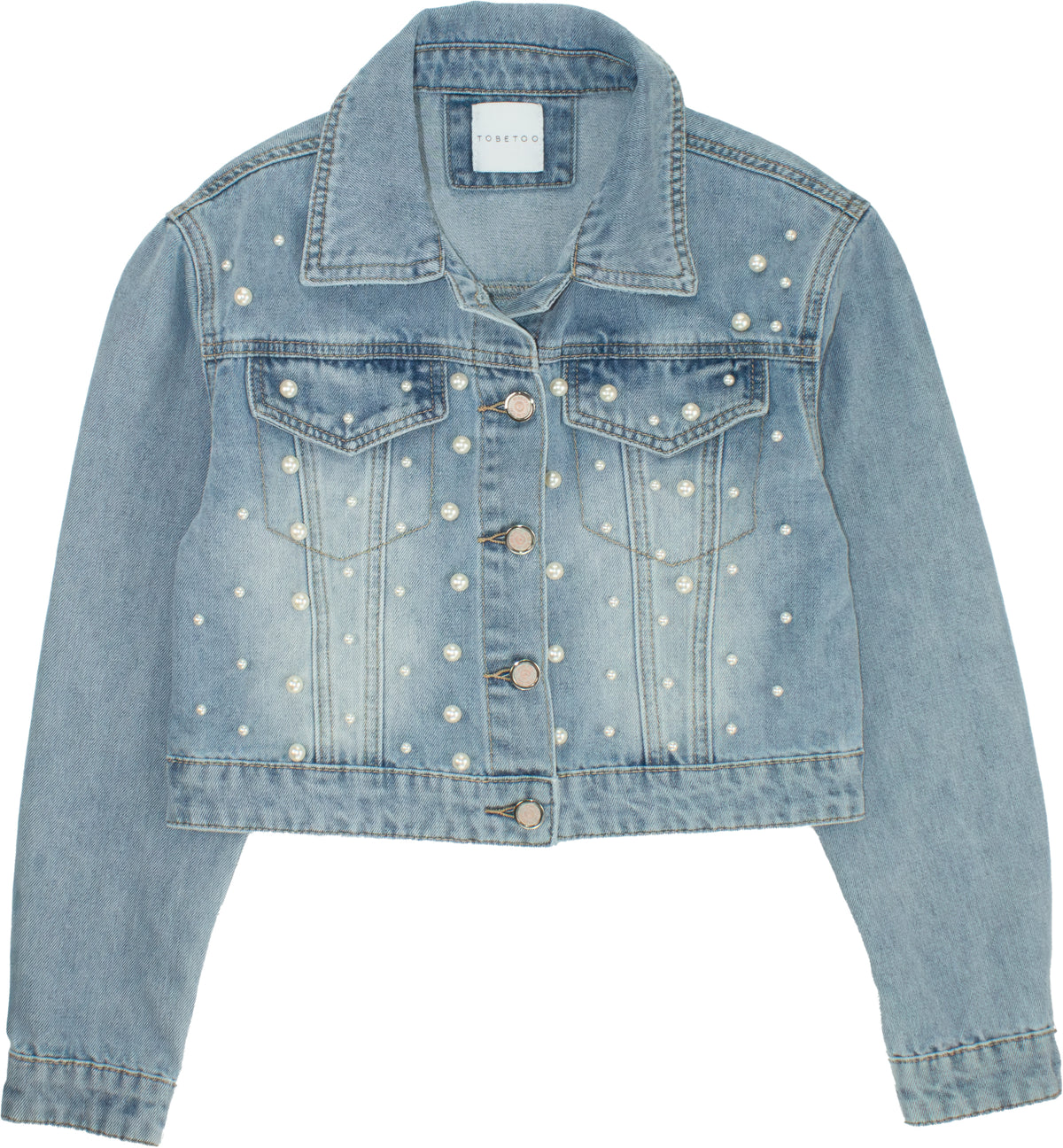 giubbino bambina in jeans con perle applicate to be too T1447C JEANS TO BE TOO