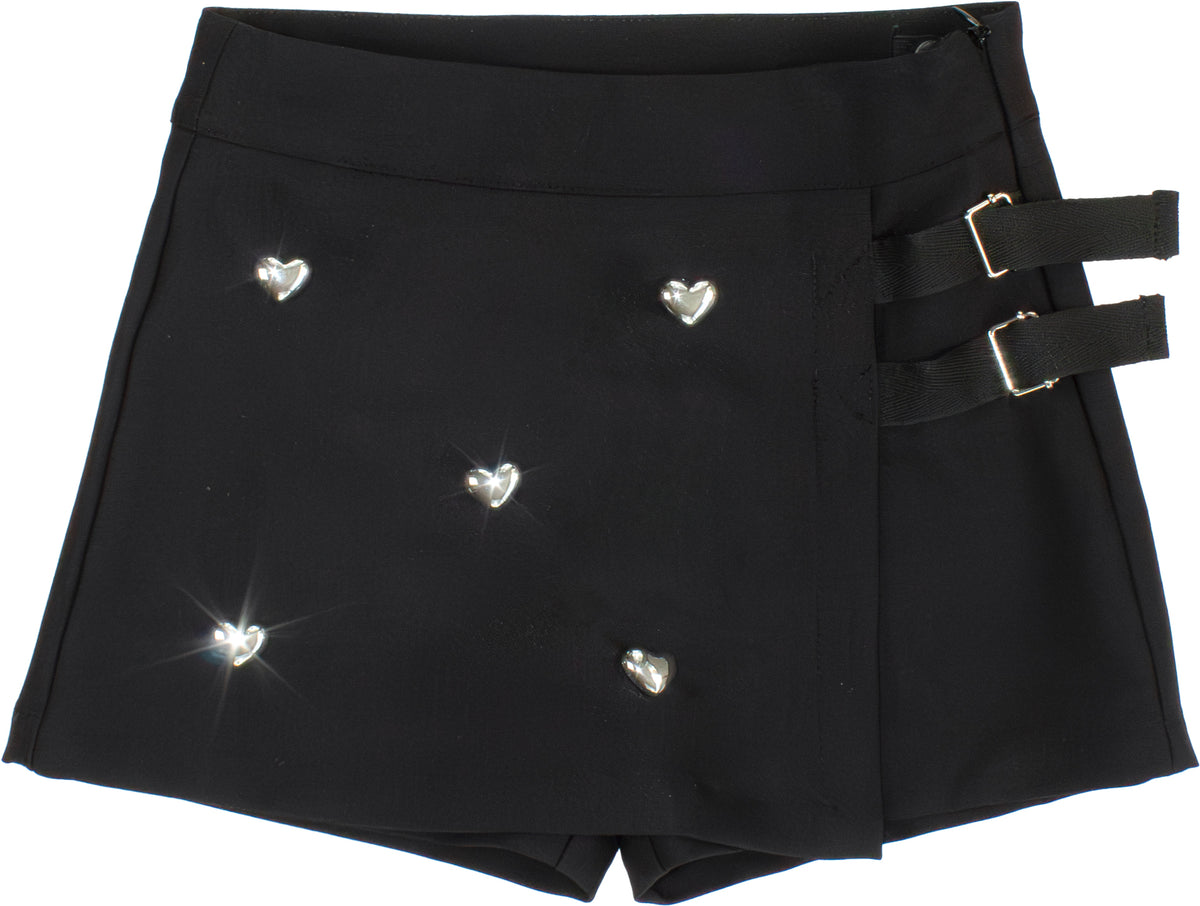 SHORTS BAMBINA A PORTAFOGLIO CON APPLICAZIONI NERO TO BE TOO TB1541P NERO TO BE TOO