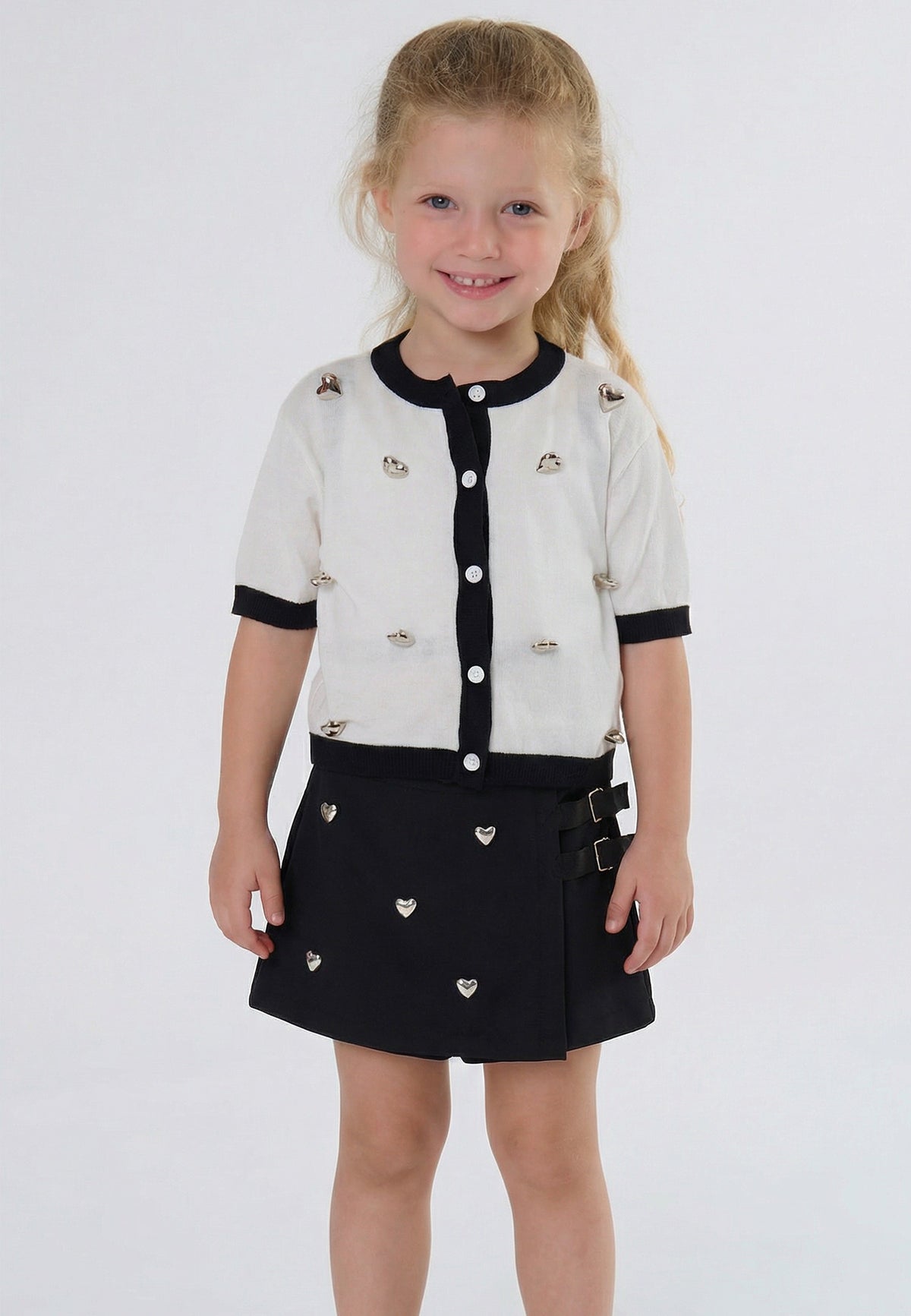SHORTS BAMBINA A PORTAFOGLIO CON APPLICAZIONI NERO TO BE TOO TB1541P NERO TO BE TOO