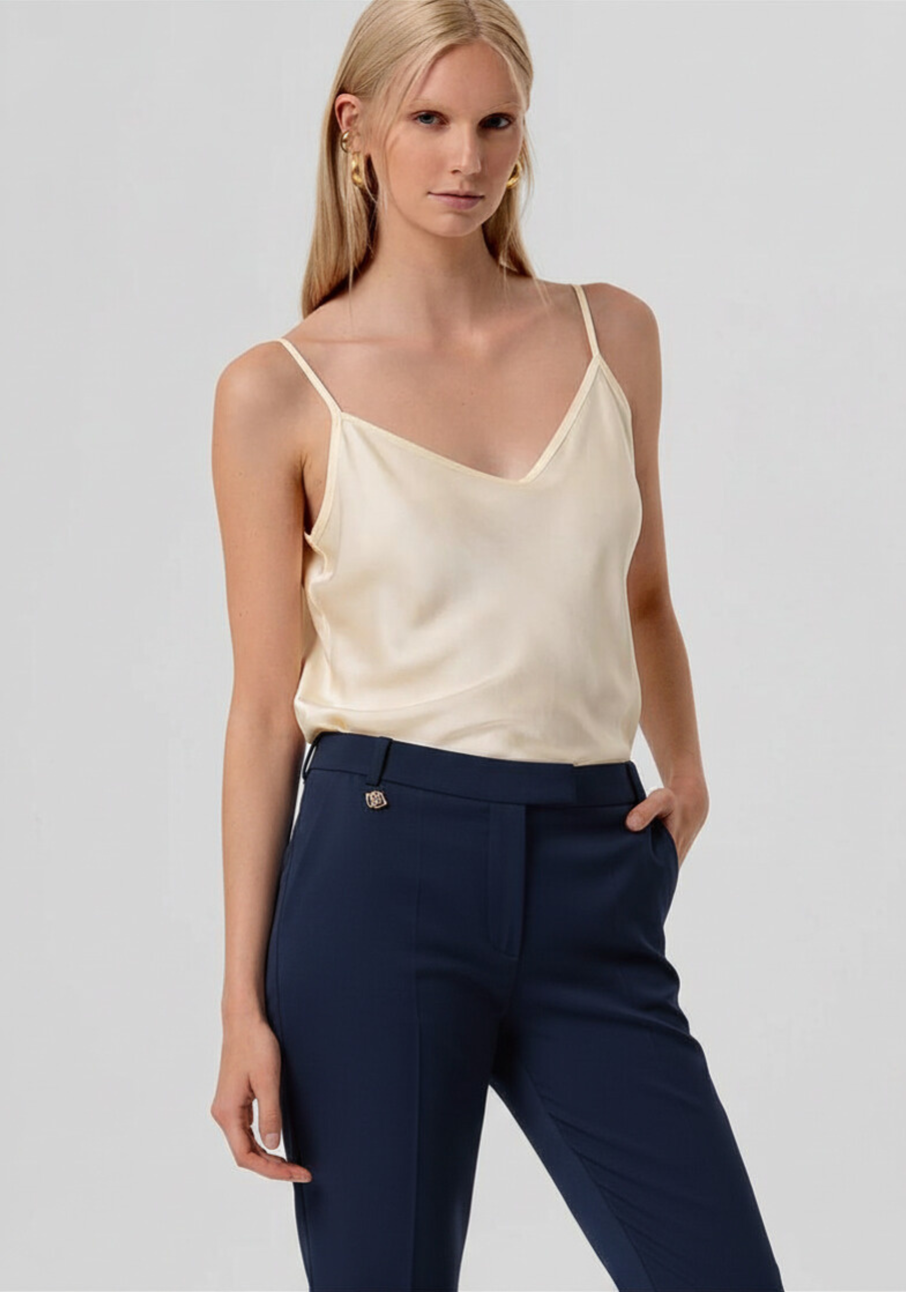 PANTALONE DONNA REGULAR MODELLO CHINO BLU FRACOMINA FR26SV4002W42901 DARK BLU FRACOMINA