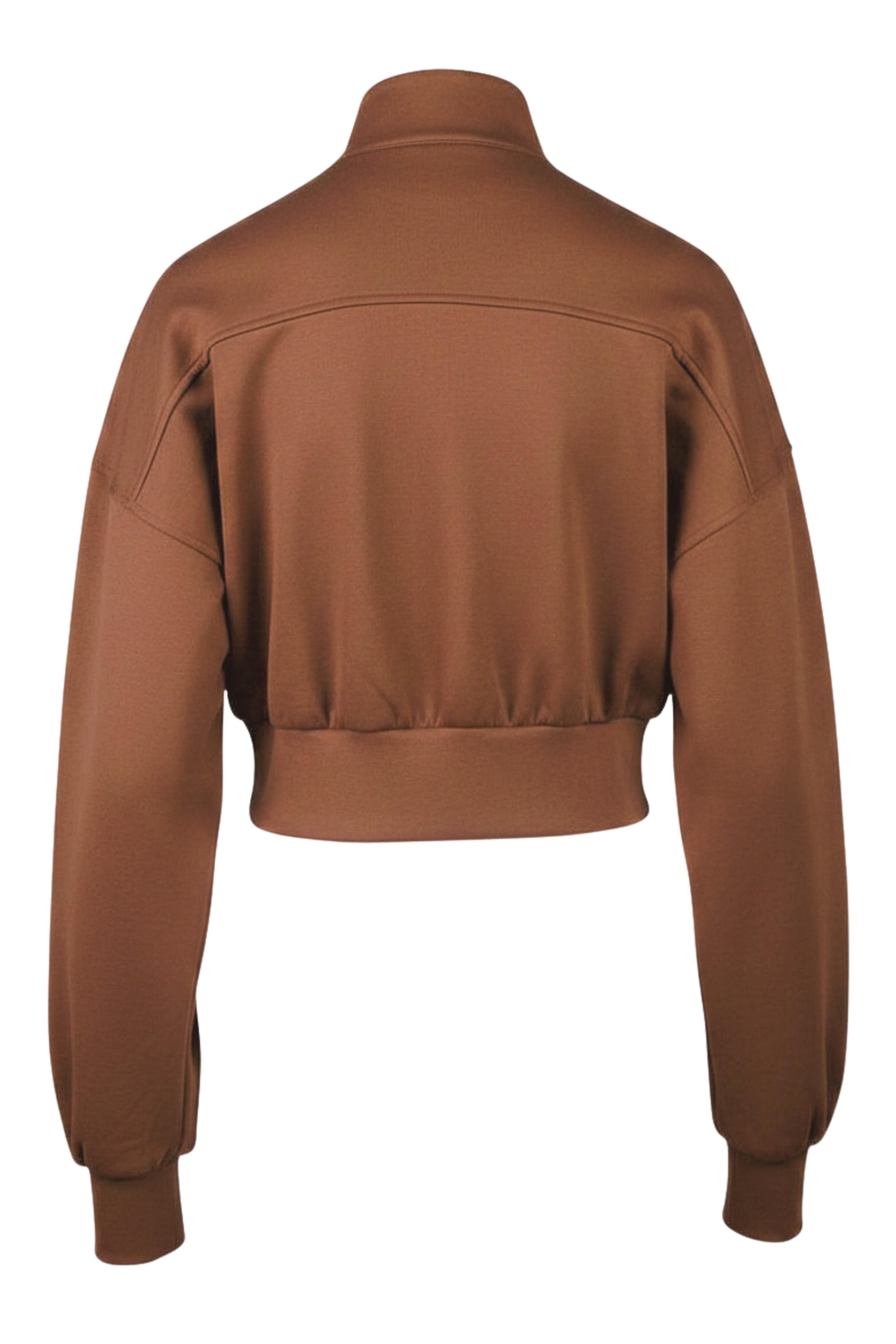 FELPA DONNA CROPPED MODELLO BOMBER CON ZIP MOKA HINNOMINATE HMABW02392 MOKA HINNOMINATE
