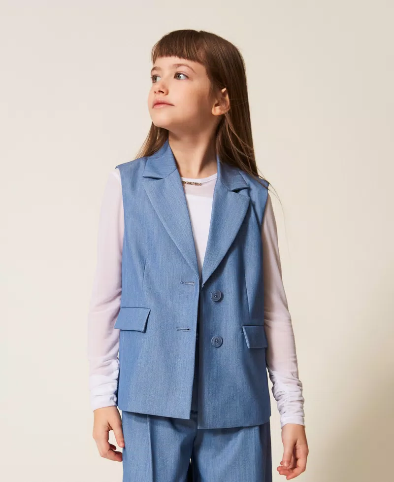 GILET BAMBINA MONOPETTO IN FIL-A-FIL SKYLINE TWINSET 261GJ2Q10 SKYLINE TWINSET KIDS