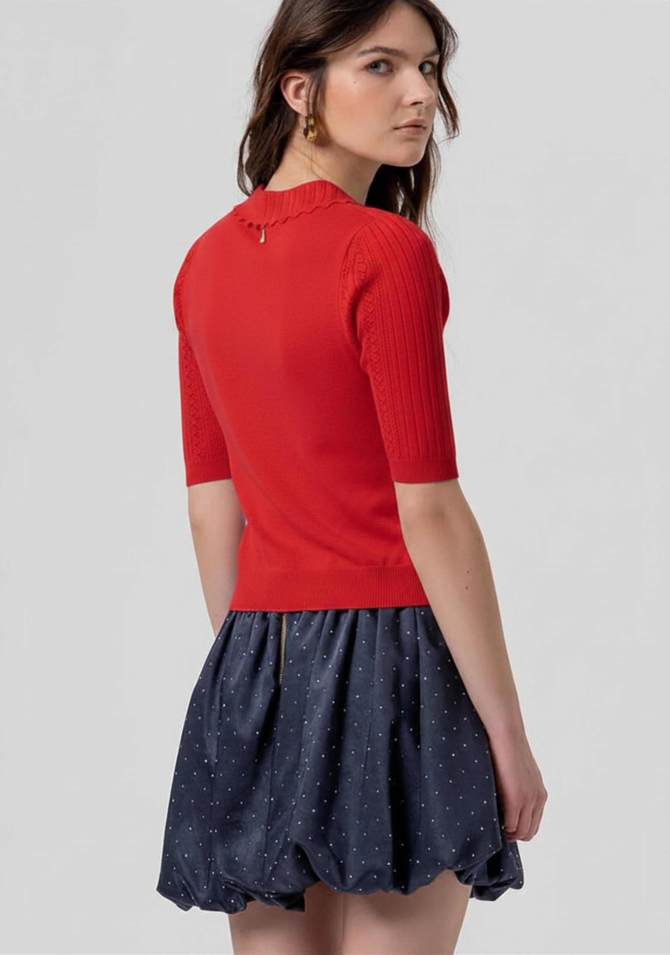 Polo donna slim in maglia con trafori CHERRY fracomina <BR/> FR26ST7013K41601 CHERRY FRACOMINA