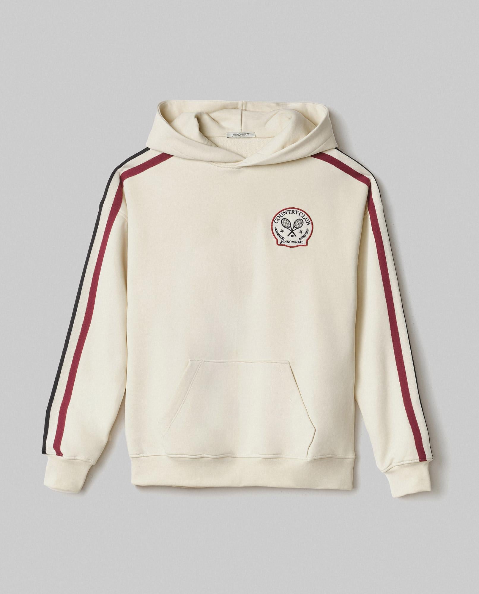 felpa DONNA CON cappuccio E BANDE IN MAGLIA PANNA HINNOMINATE HMABW02095 BIANCO BURRO HINNOMINATE