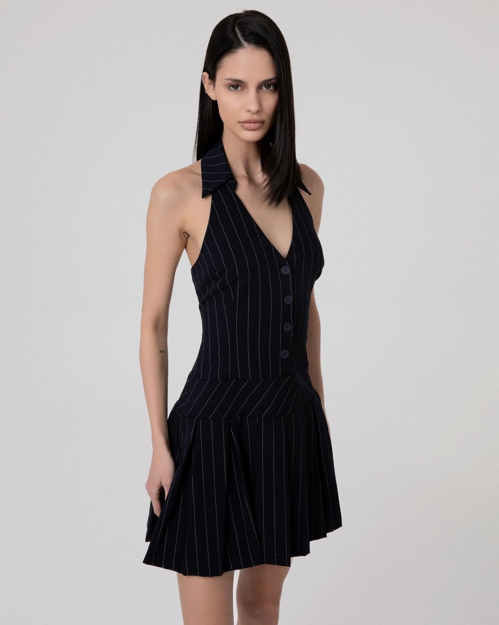 ABITO DONNA CORTO GESSATO CON COLLETTO A POLO BLU HINNOMINATE HMABW02575 BLU HINNOMINATE