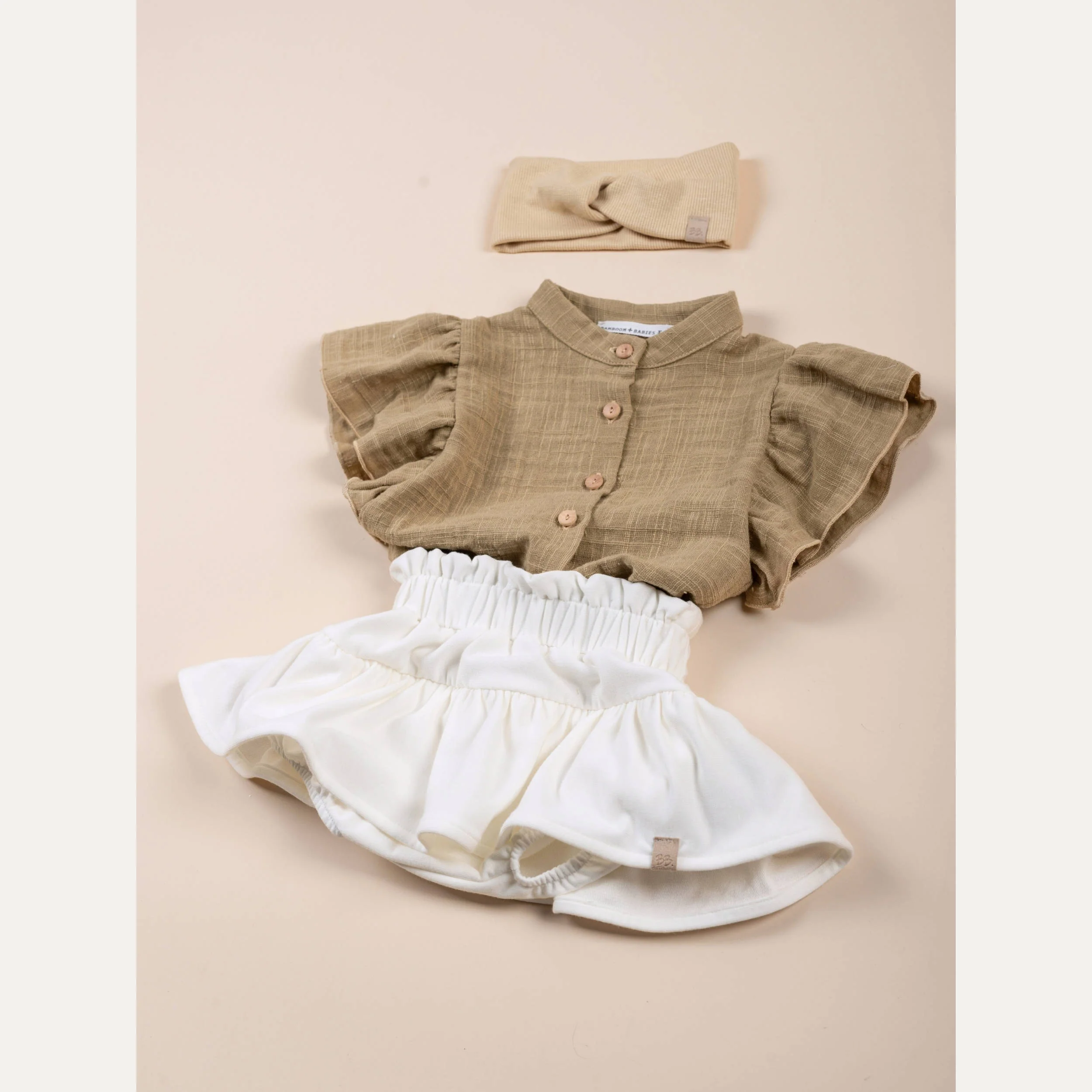 CAMICIA neonata CON BOTTONI in lino MUSTARD BAMBOOM 1106TE MUSTARD BAMBOOM