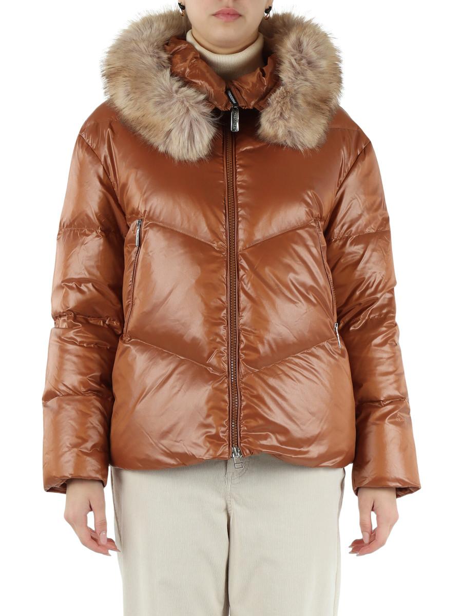 piumino donna in piuma d'oca con cappuccio e pelliccia caramel cafe freedomday O00037 CARAMEL CAFE FREEDOMDAY