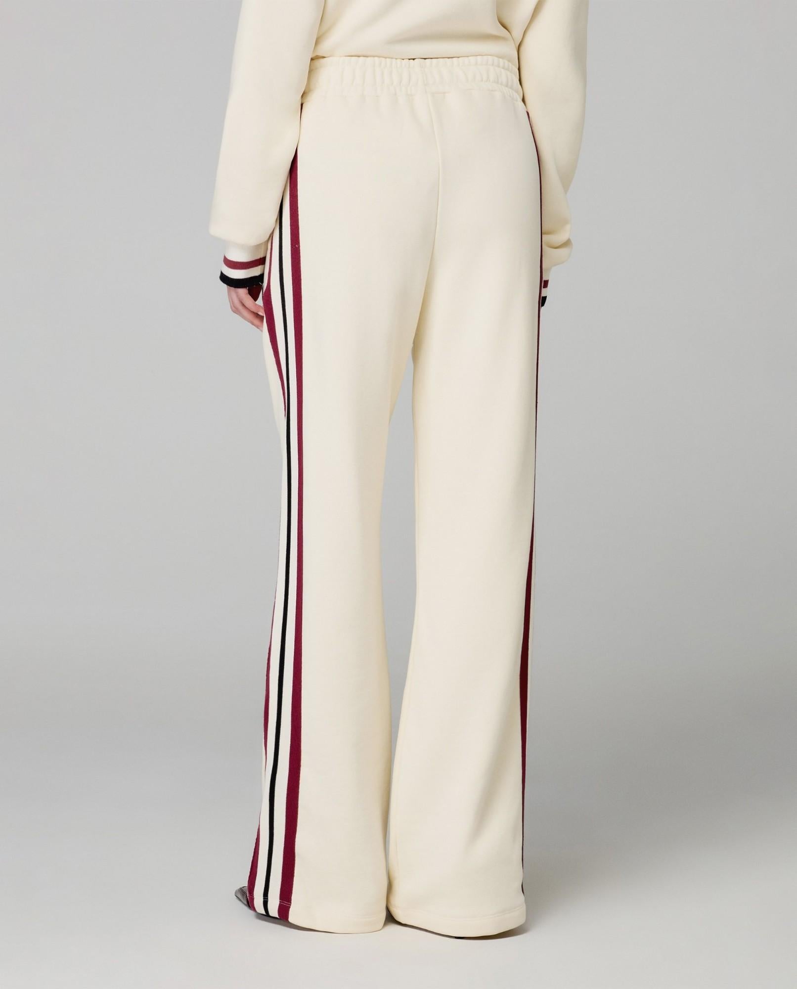 PANTALONE DONNA IN FELPA DRITTO CON BANDE IN MAGLIA PANNA HINNOMINATE HMABW02103 BIANCO BURRO HINNOMINATE