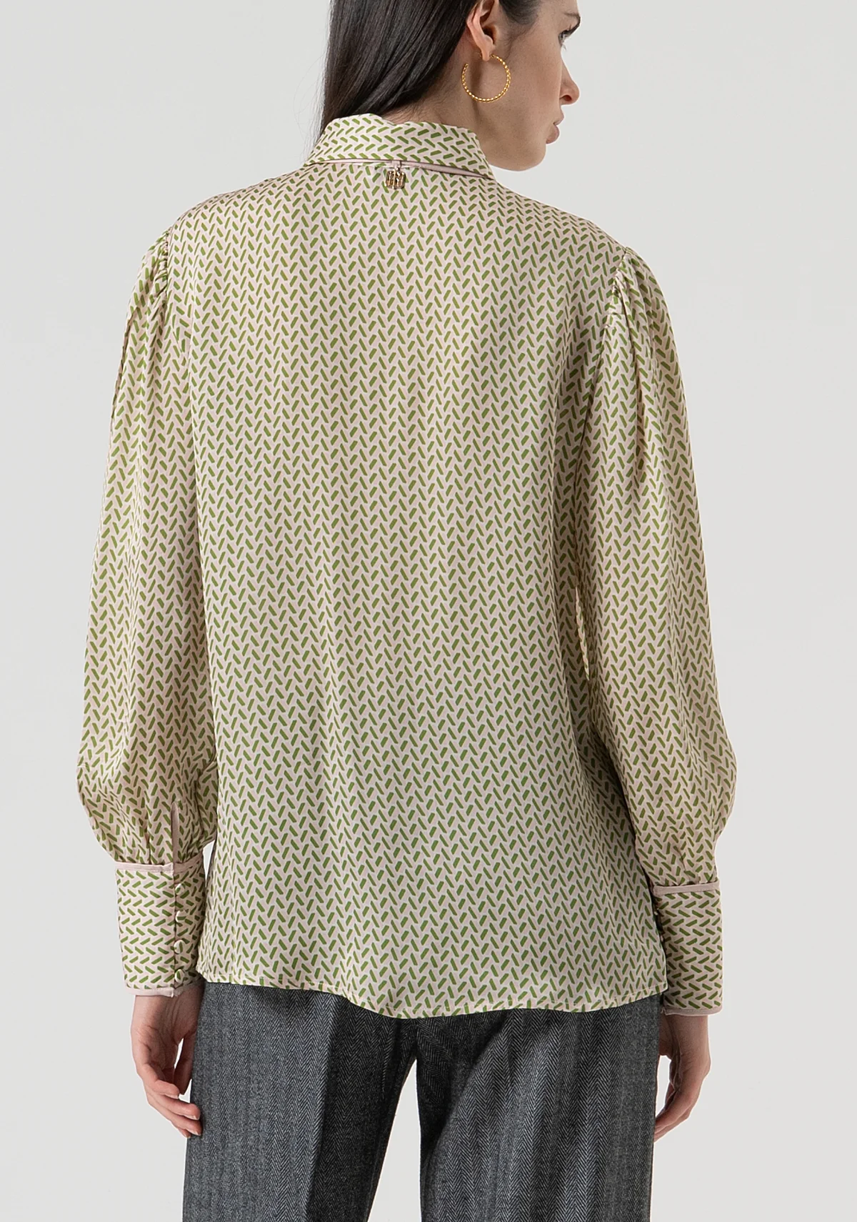 CAMICIA DONNA CON CRAVATTA A CONTRASTO OLIVE FRACOMINA FR25WT6019W807K1 POWDER OLIVE FRACOMINA
