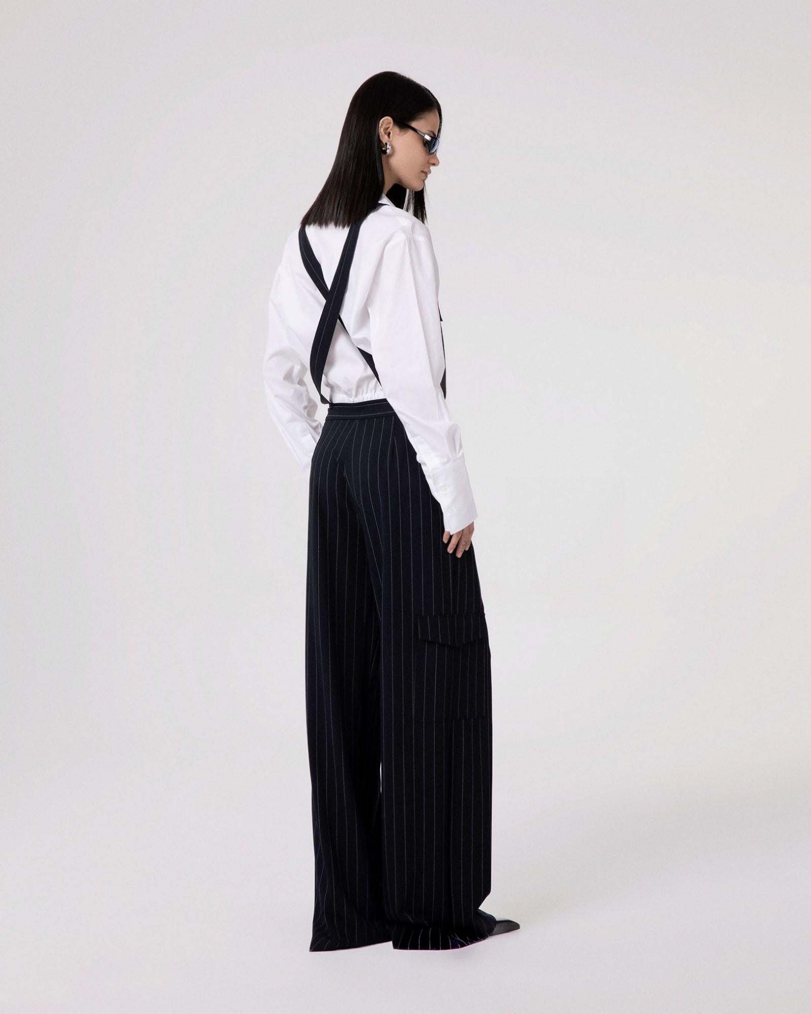 SALOPETTE DONNA GESSATA OVER CON TASCONI BLU HINNOMINATE HMABW02574 BLU HINNOMINATE