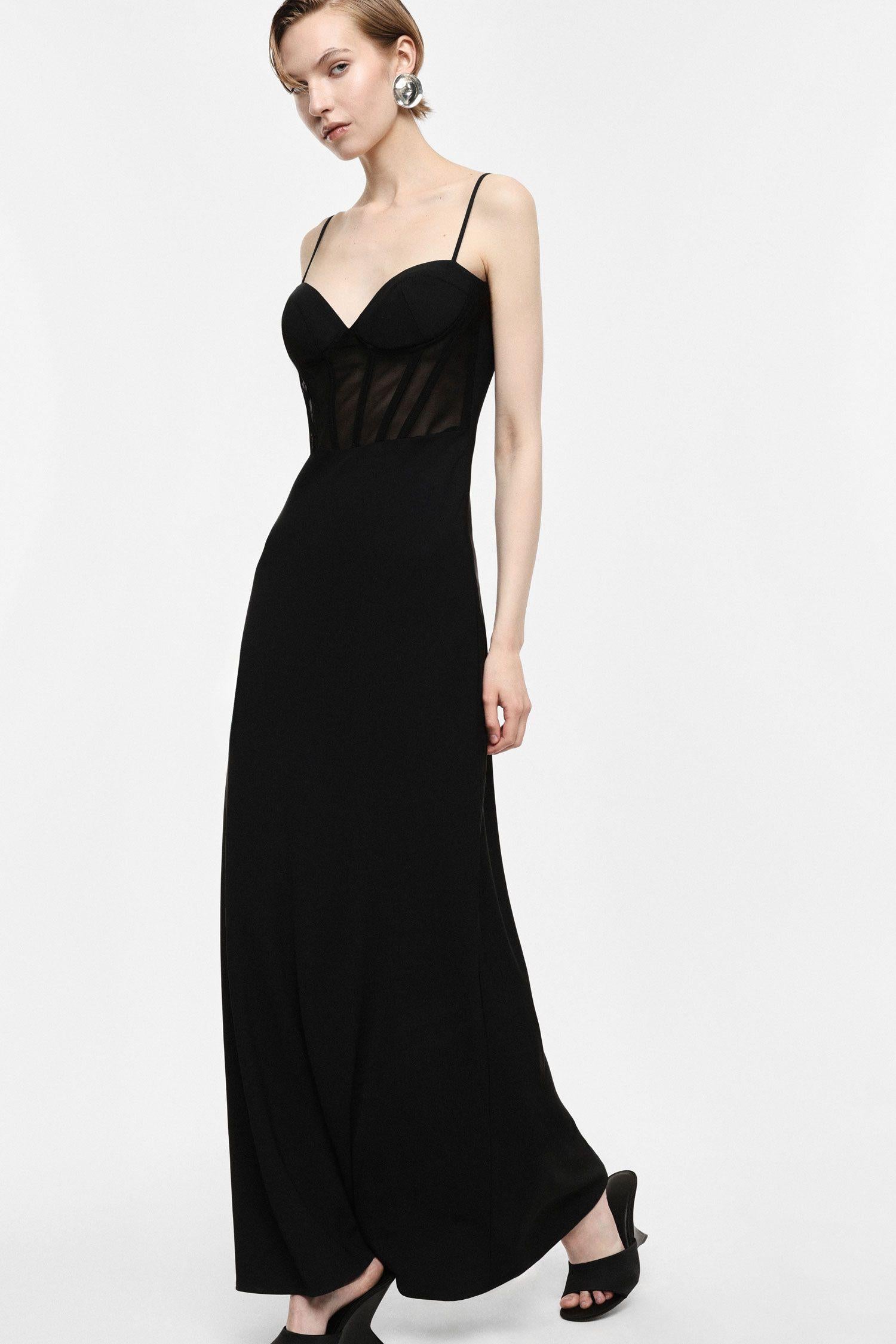 abito donna lungo con bustier e spalline sottili nero imperial AGBBLJT NERO IMPERIAL