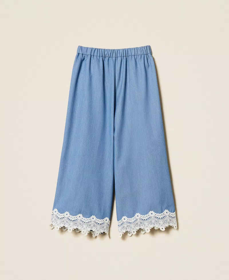 PANTALONI BAMBINA AMPI IN FIL-A-FIL CON PIZZO SKYLINE TWINSET 261GJ2Q14 SKYLINE TWINSET KIDS