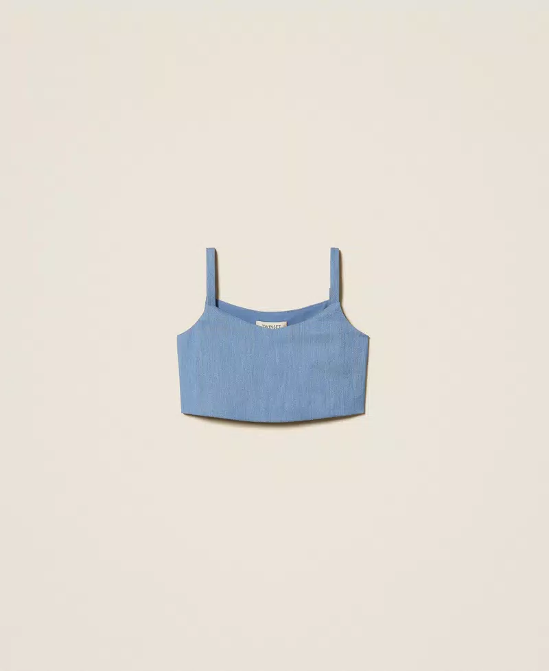 TOP BAMBINA CROPPED DENIM TWINSET 261GJ2Q11 SKYLINE TWINSET KIDS