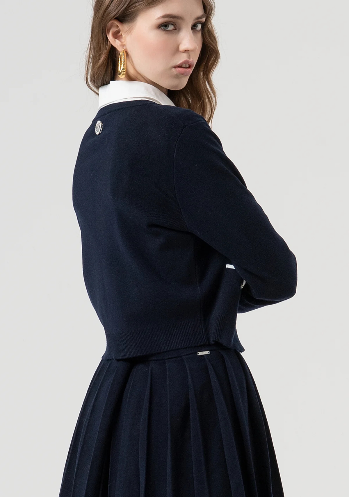 CARDIGAN FR25WT8023K45601 DARK BLUE CREAM FRACOMINA