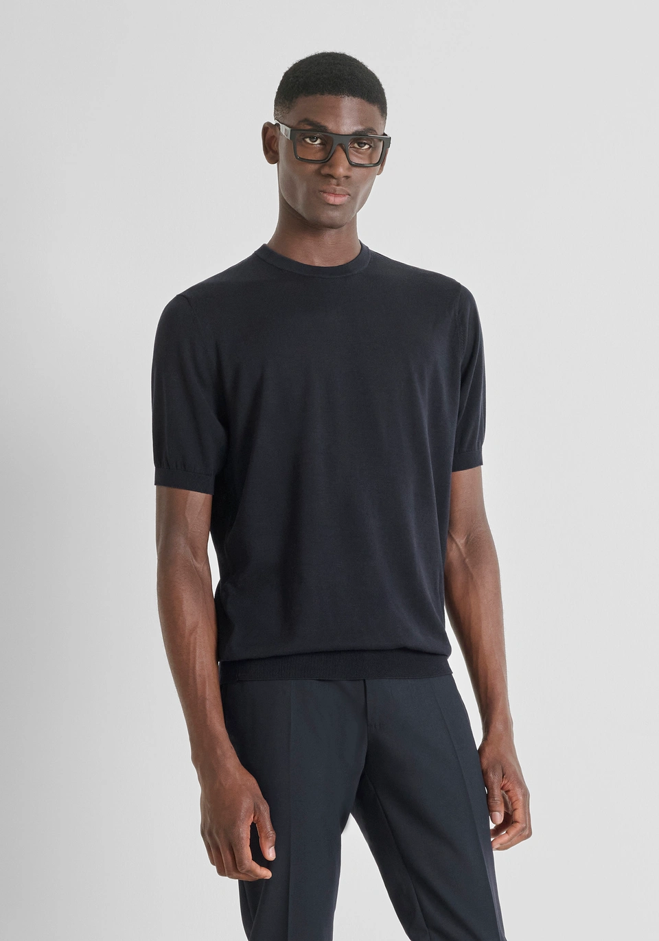 T-SHIRT UOMO REGULAR FITI IN LANA BLU INTENSO ANTONY MORATO MMSW01538-YA400145 BLU INTENSO ANTONY MORATO