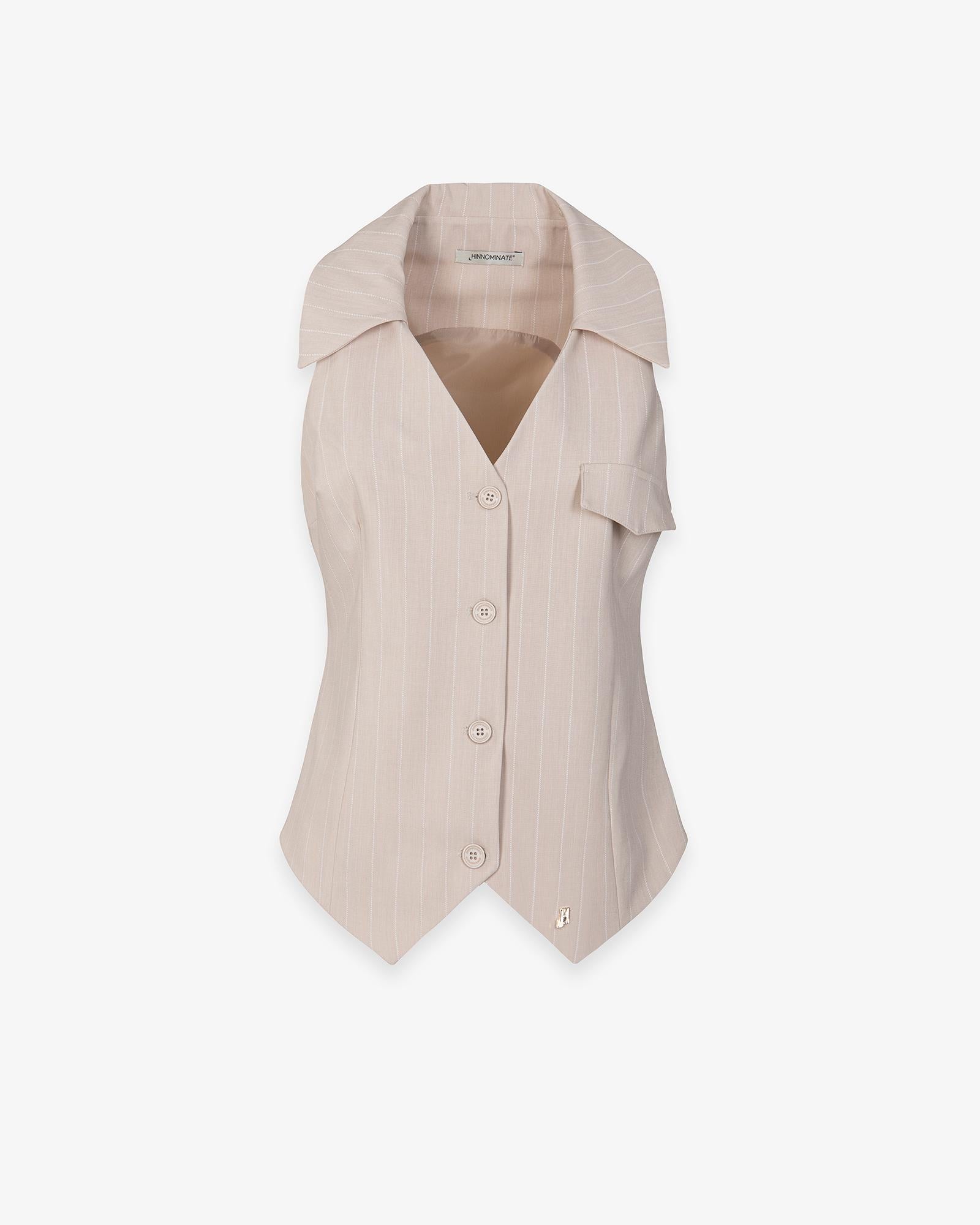 gilet DONNA gessato con reverse BEIGE HINNOMINATE HMABW02562 BEIGE HINNOMINATE