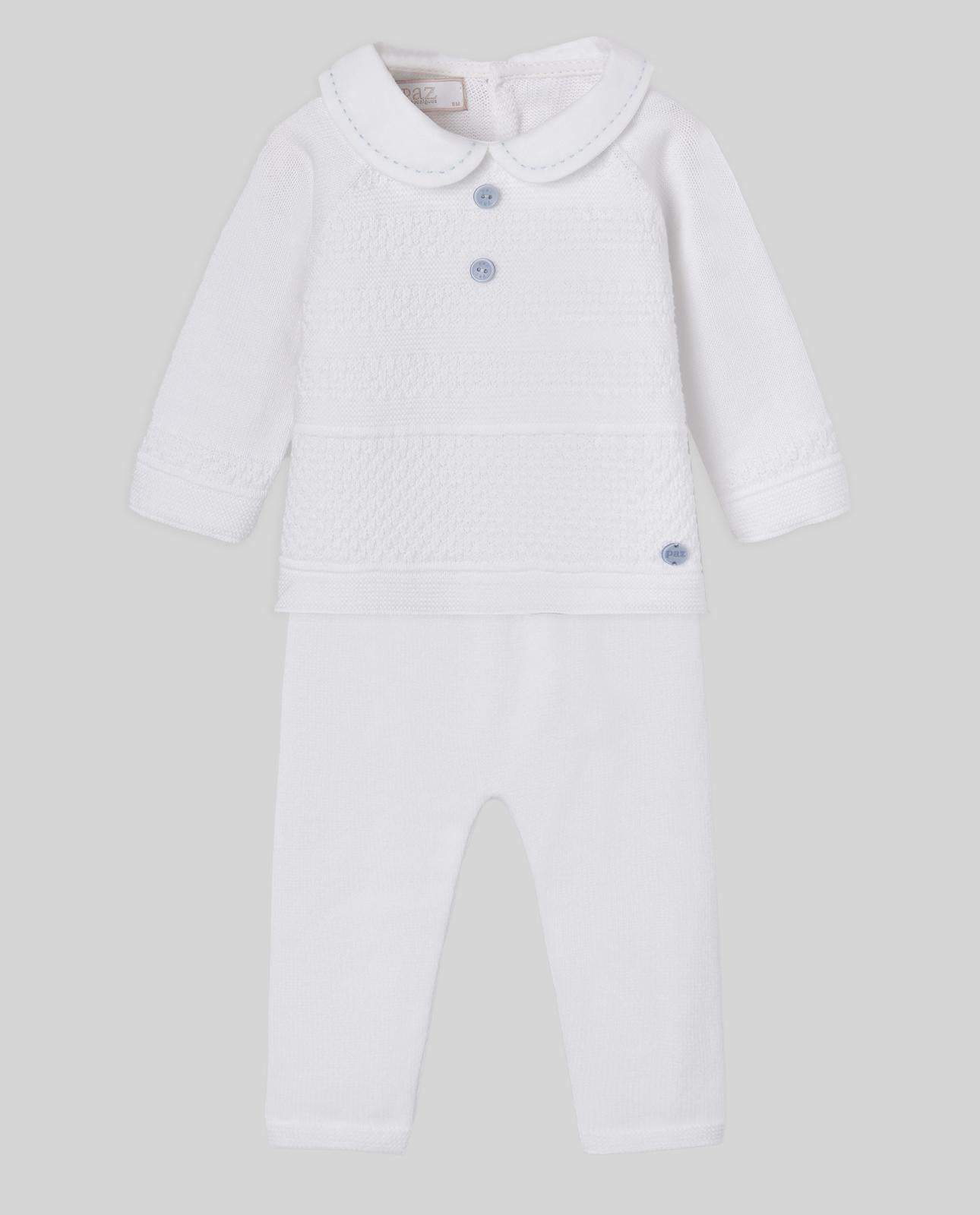 coordinato neonato in maglia con colletto bianco paz rodriguez 103-123411 BIANCO PAZ RODRIGUEZ