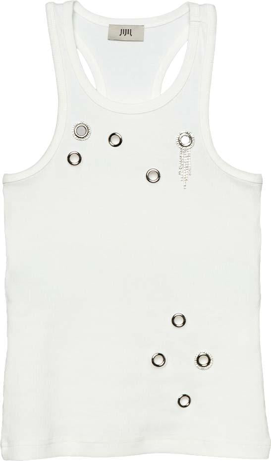 CANOTTA DONNA IN COTONE CON BORCHIE BIANCO JIJIL CN017 BIANCO JIJIL