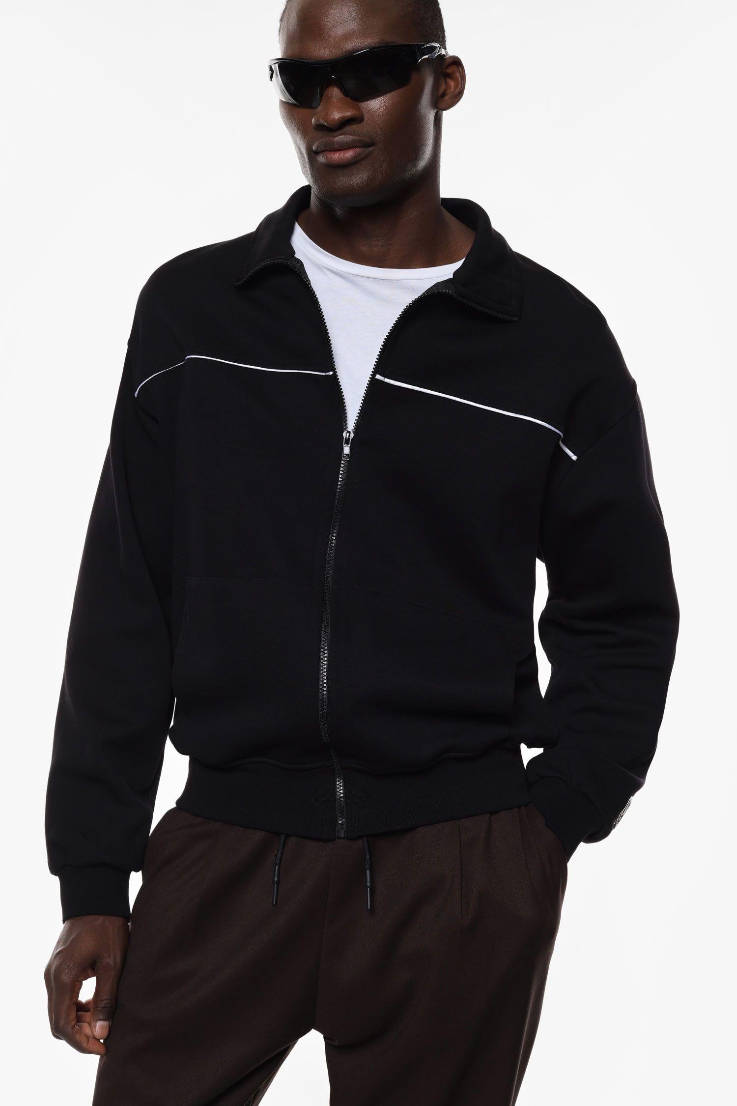 Felpa uomo senza cappuccio con zip frontale nero imperial F8588F125 NERO IMPERIAL UOMO