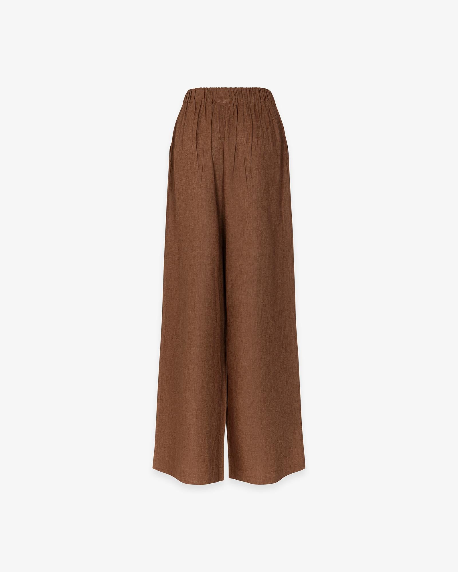 PANTALONE DONNA LARGO DRITTO IN LINO MOKA HINNOMINATE HMABW02641 MOKA HINNOMINATE