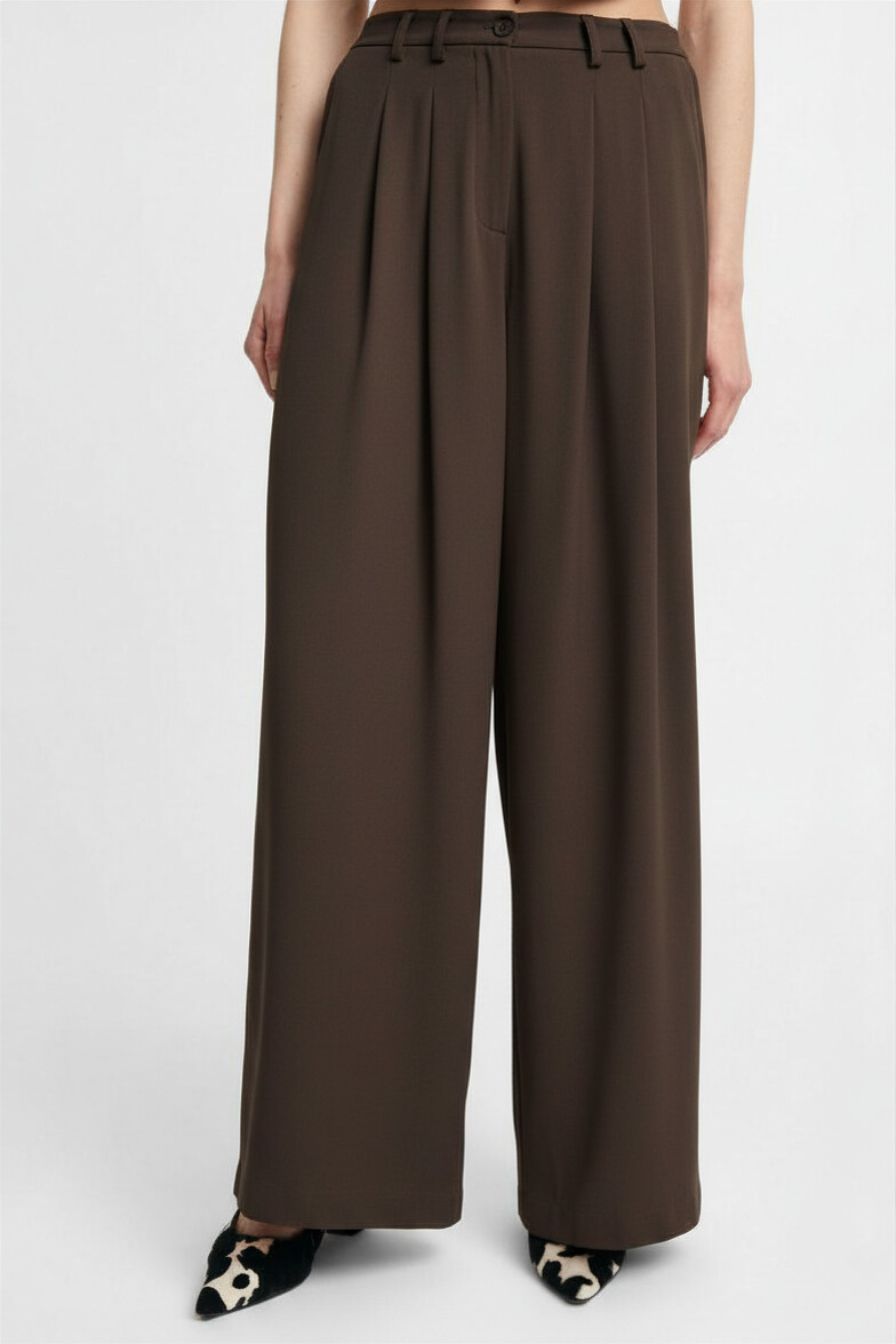 pantalone donna a vita alta con pince moro please P975FF93P MORO PLEASE